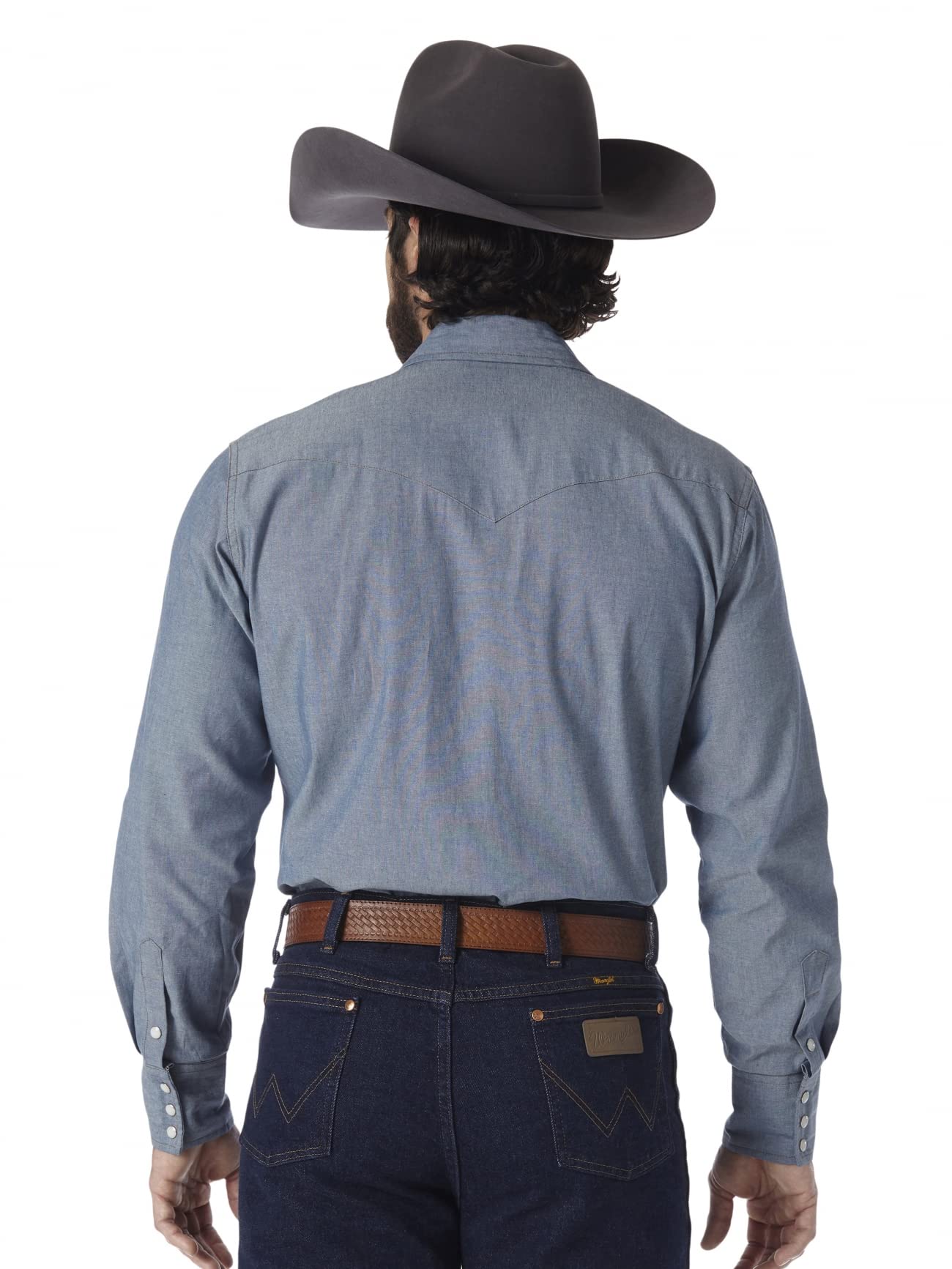 Wrangler Men's Western Long Sleeve Work Shirt - Durable Cotton Button Down for Ranch, Farm & Outdoor Work - Casual Cowboy Style Shirt for Rodeo, Country Music & Western Wear