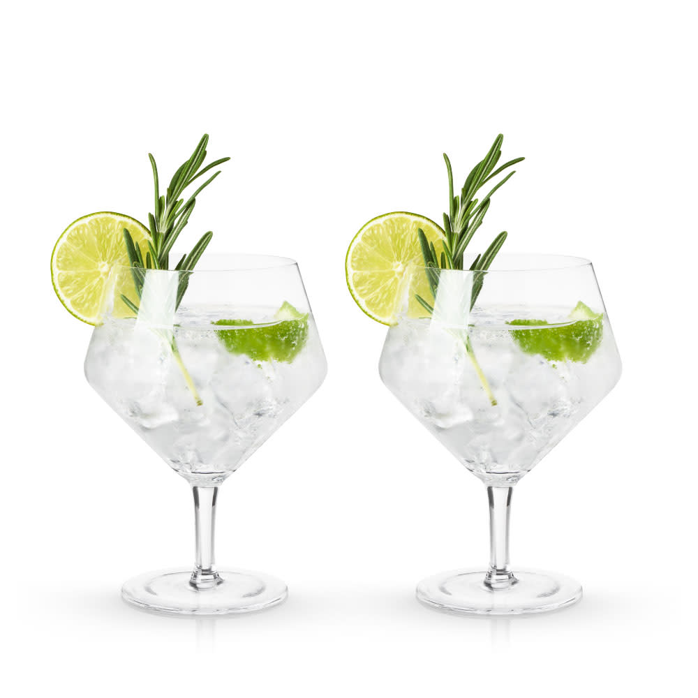 Raye Angled Crystal Gin & Tonic Glasses Set of 2 - Elegant Barware for Cocktails, Whiskey & Champagne - Perfect for Home Bars, Parties & Gifts