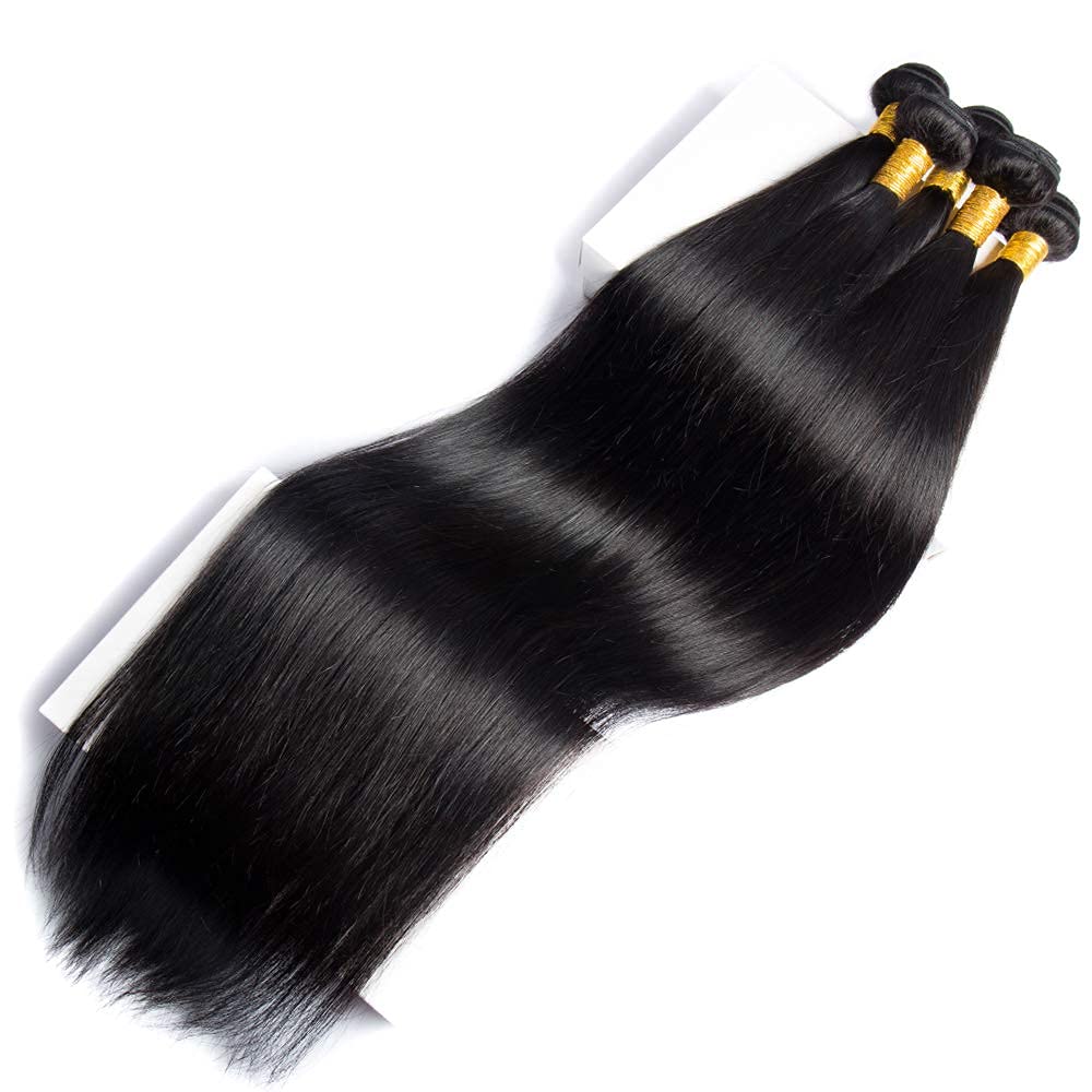 28 30 32 Inch Brazilian Virgin Human Hair Bundles 3PCS - 100% Unprocessed Straight Hair Weft Extensions for Black Women | Natural Black Color | Perfect for Daily Styling, Weddings & Special Occasions