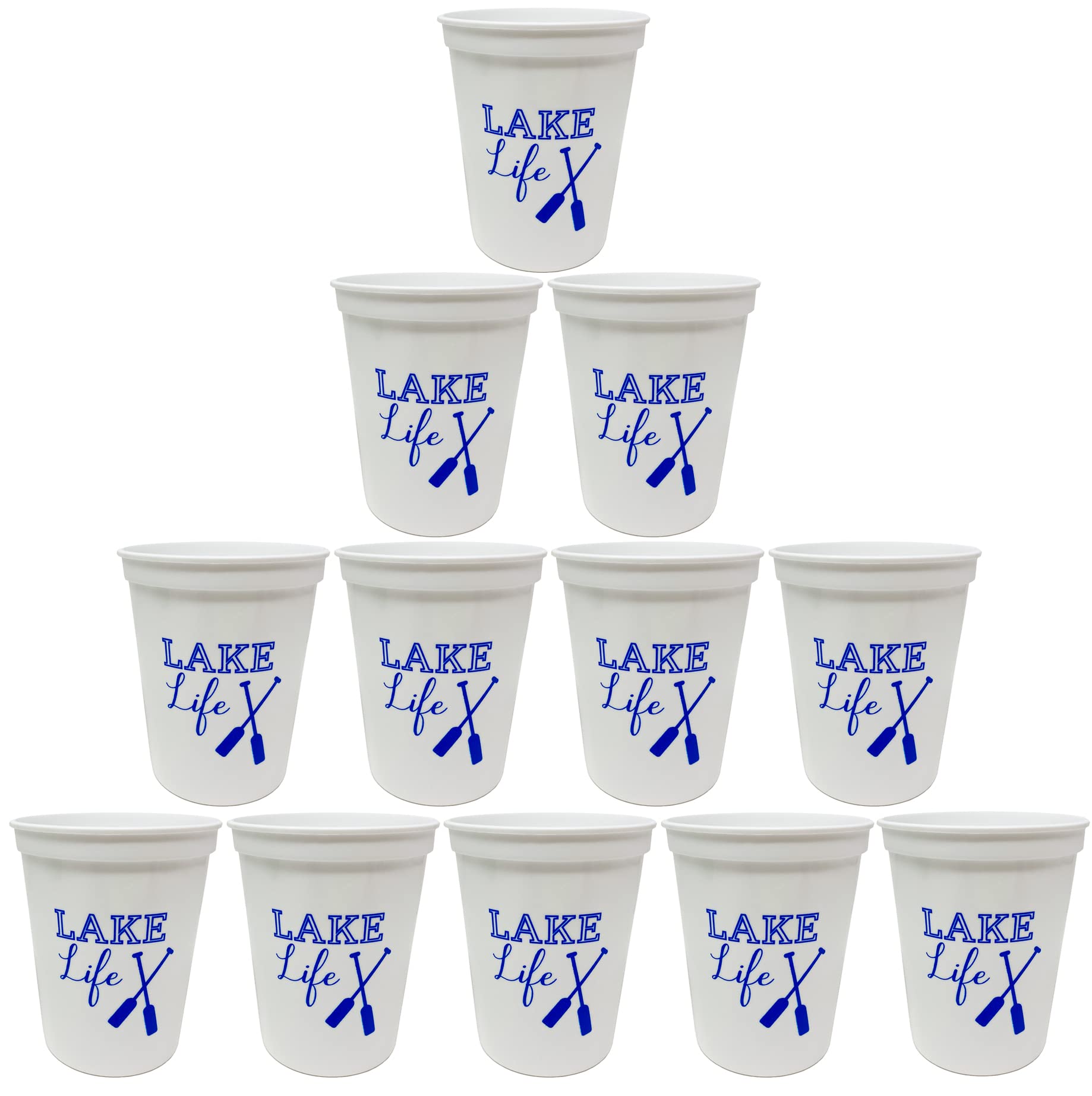 Funky Junque Girls Weekend Lake Cups - 16oz Durable Plastic Tumblers with Fun Lake Sayings, Dishwasher Safe, Set of 12 White Lake Life Cups - Perfect for Summer Parties, Beach Vacations & Outdoor Gatherings