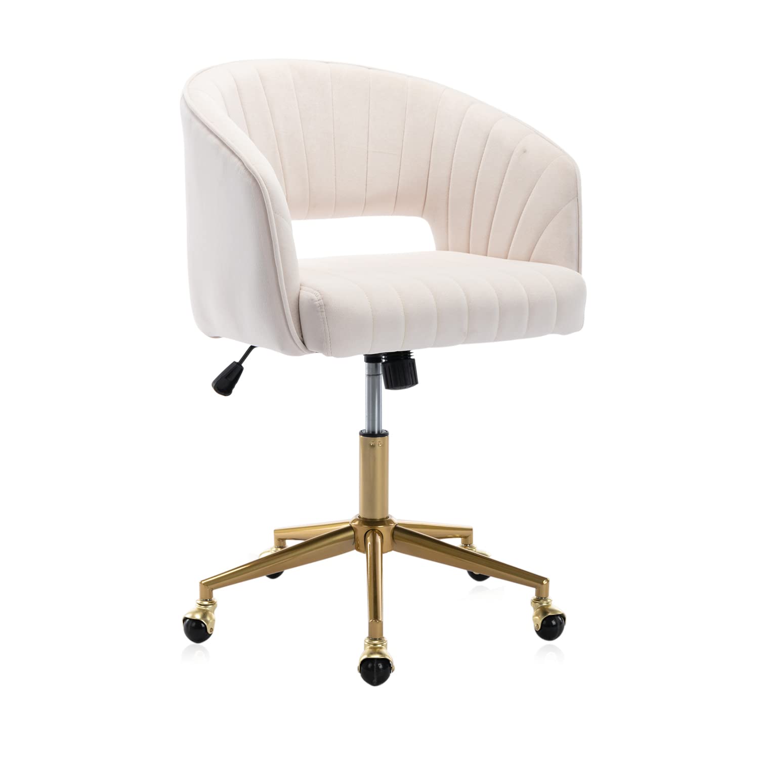 Eifizek Velvet Office Desk Chair - Adjustable Modern Home Office Chair with Wheels & Swivel, Ergonomic Vanity Chair for Bedroom, Study, Workstation (Beige) | Perfect for Home Office, Gaming Setup & Makeup Vanity