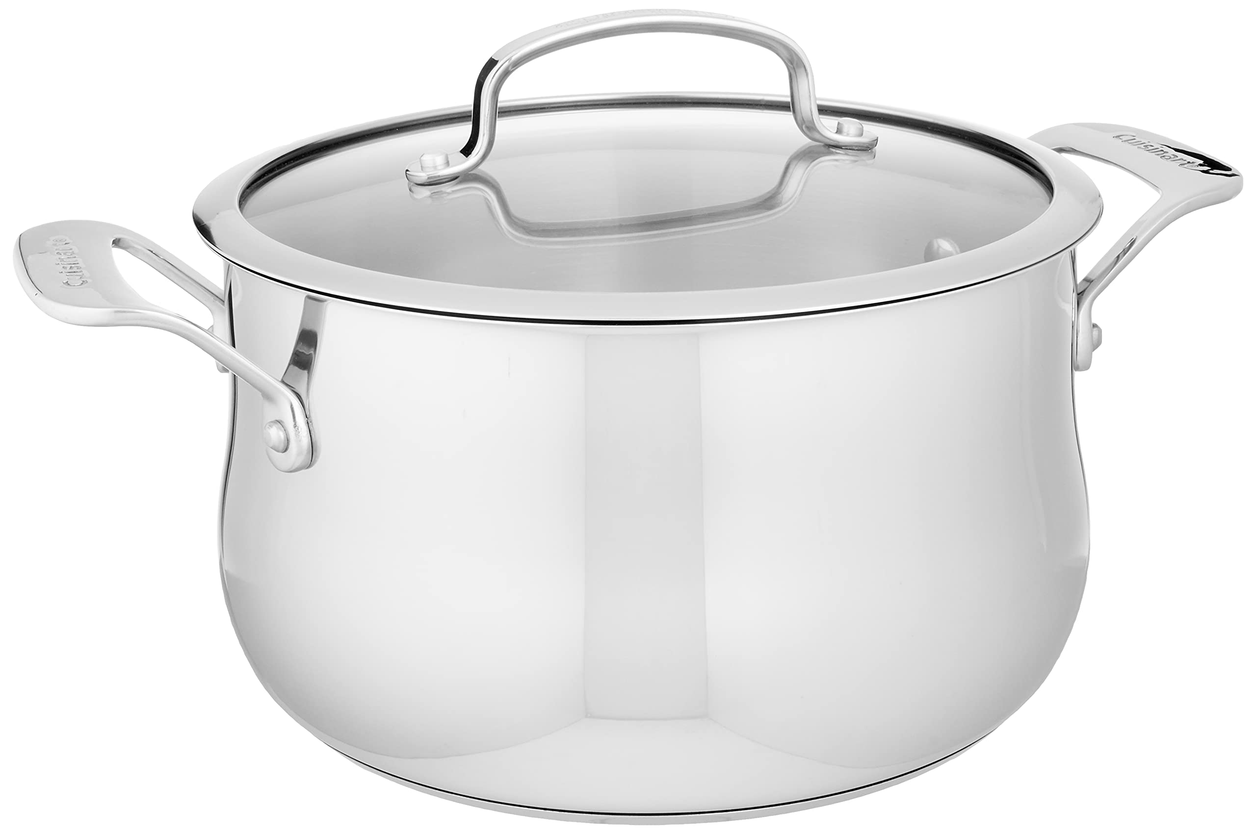 Cuisinart Contour Stainless Steel 5-Quart Dutch Oven with Glass Lid - Silver | Heavy Duty Enameled Cast Iron Pot for Braising, Stewing & Baking | Perfect for Soups, Casseroles & Bread Making