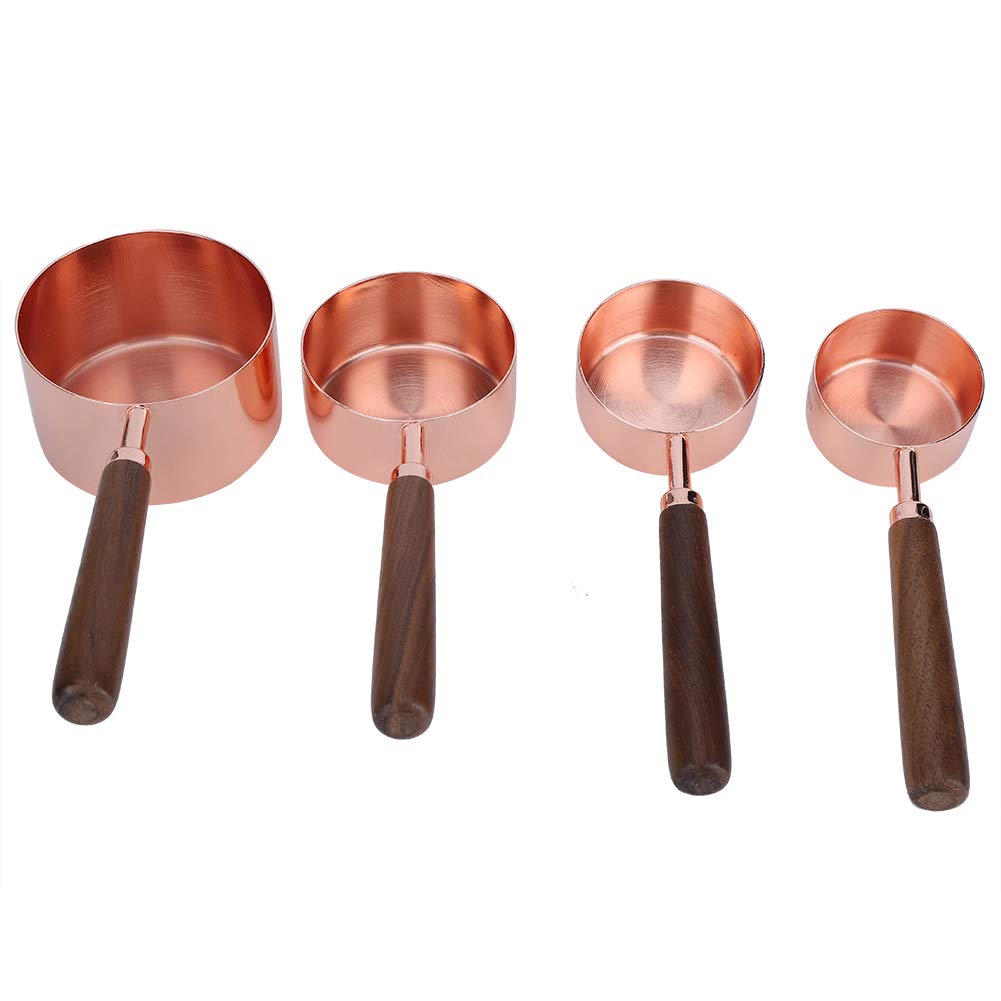 4-Piece Rose Gold Baking Tools Set with Scale - Measuring Cups & Spoons for Cooking, Baking, and Cake Decorating - Perfect for Home Bakers and Professional Chefs