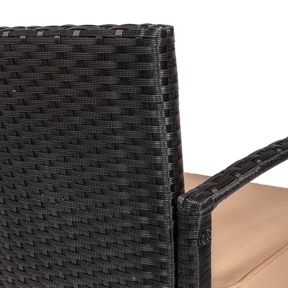 3-Piece Black Wicker Rattan Bistro Set with Glass Table - Modern Outdoor Patio Furniture for Conversation & Dining - Perfect for Garden, Balcony, and Backyard Relaxation
