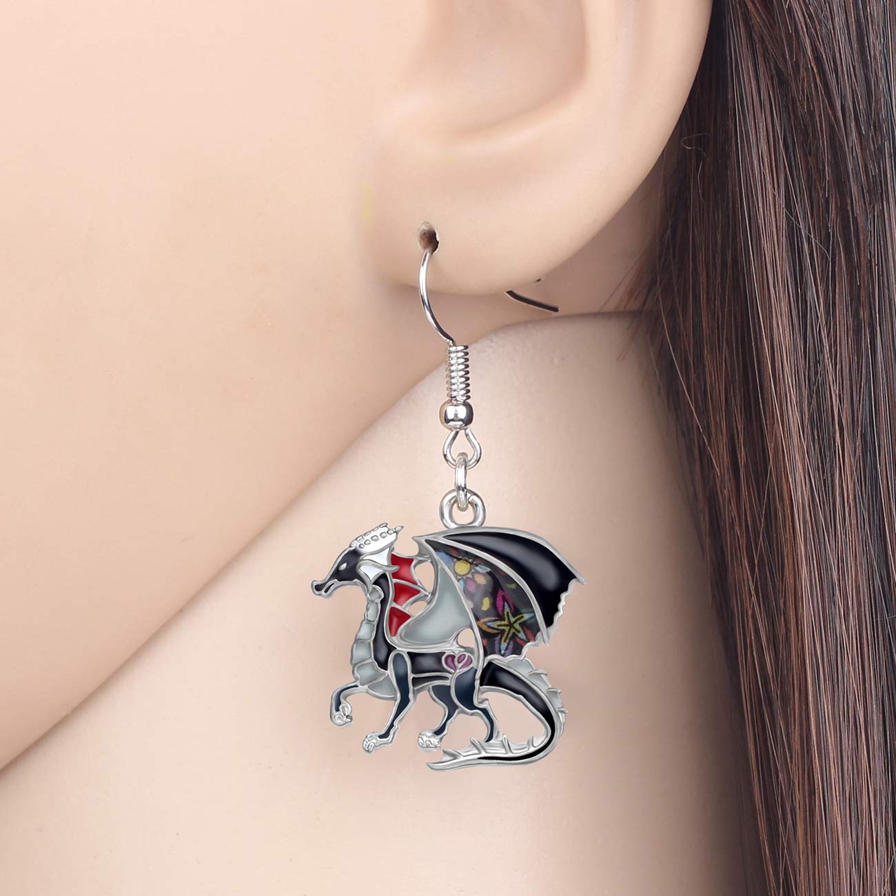 WEVENI Hypoallergenic Dragon Earrings for Women - Enamel Alloy Aesthetic Jewelry, Personalized Gift for Her - Perfect for Cosplay, Fantasy Lovers & Unique Fashion Accessories