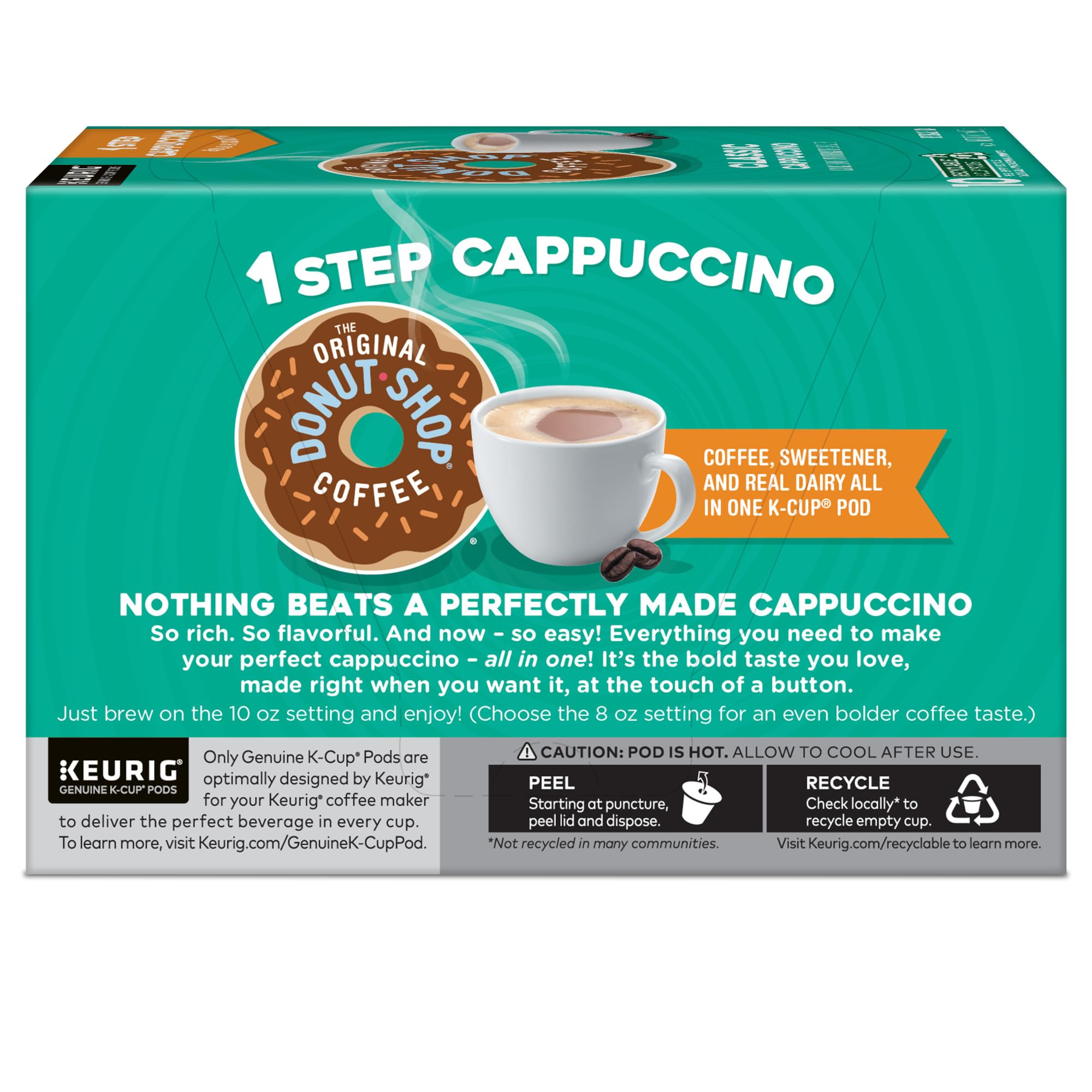 The Original Donut Shop One-Step Classic Cappuccino Keurig K-Cup Pods - 60 Count (6 Packs of 10) - Rich & Creamy Coffee for Office, Home or Breakfast - Compatible with All Keurig Single-Serve Coffee Makers