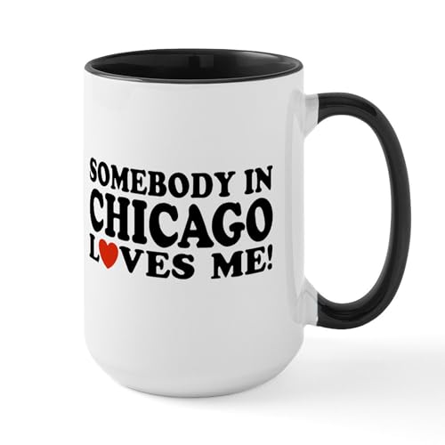 White/Black Inside - Somebody In Chicago Loves Me Large Mug
