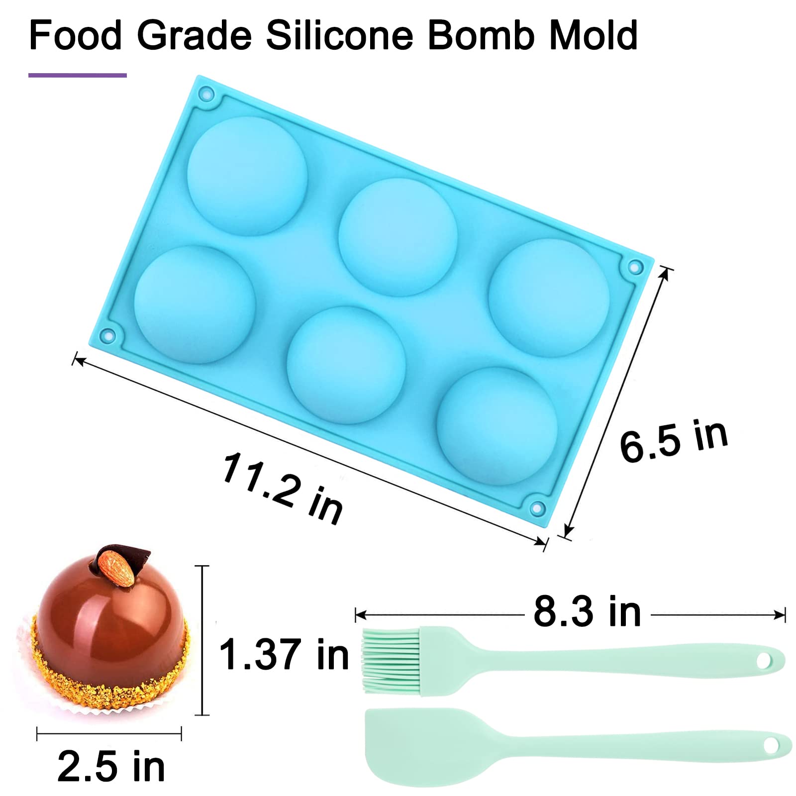 Premium Silicone Hot Chocolate Bomb Mold Set - 2.5