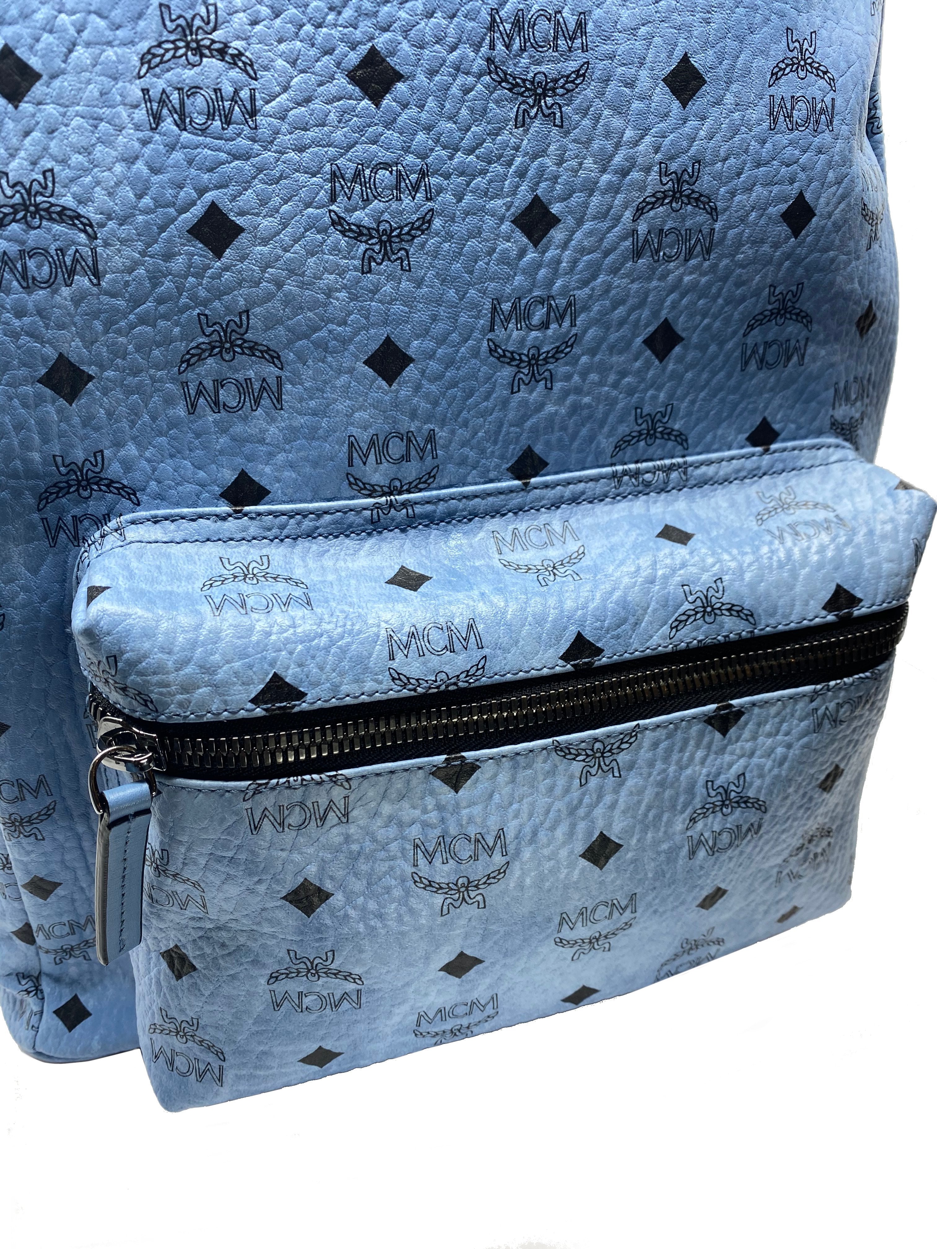 MCM Monogram Visetos Stark Large Backpack for Women & Men - Stylish Designer Laptop Backpack for Work, Travel & College - Durable Leather Shoulder Bag with Spacious Compartment