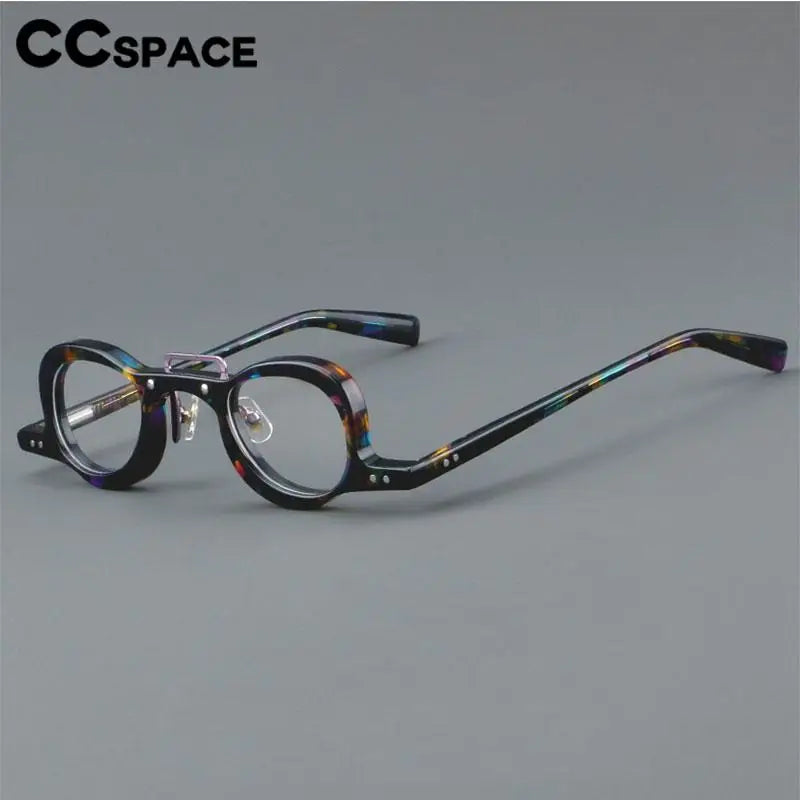 CCspace Women's Full Rim Small Round Double Bridge Acetate Eyeglasses Frame 57191 - Stylish Retro Glasses for Work, Reading & Everyday Fashion Accessory