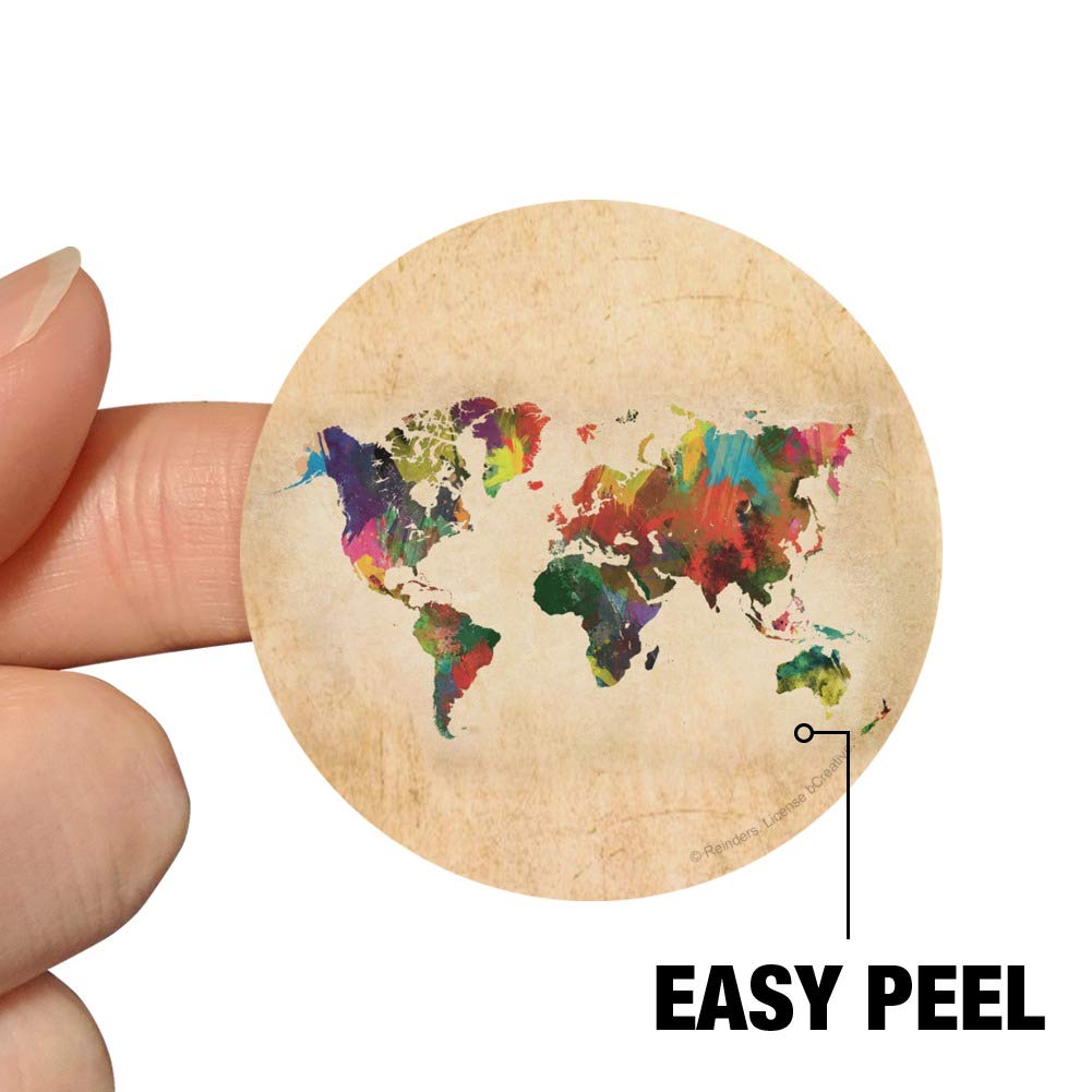 Colorful Rainbow World Map Stickers for Earth Globe, Planner, Calendar & Scrapbooking - Perfect for DIY Crafts, Journaling, and School Projects