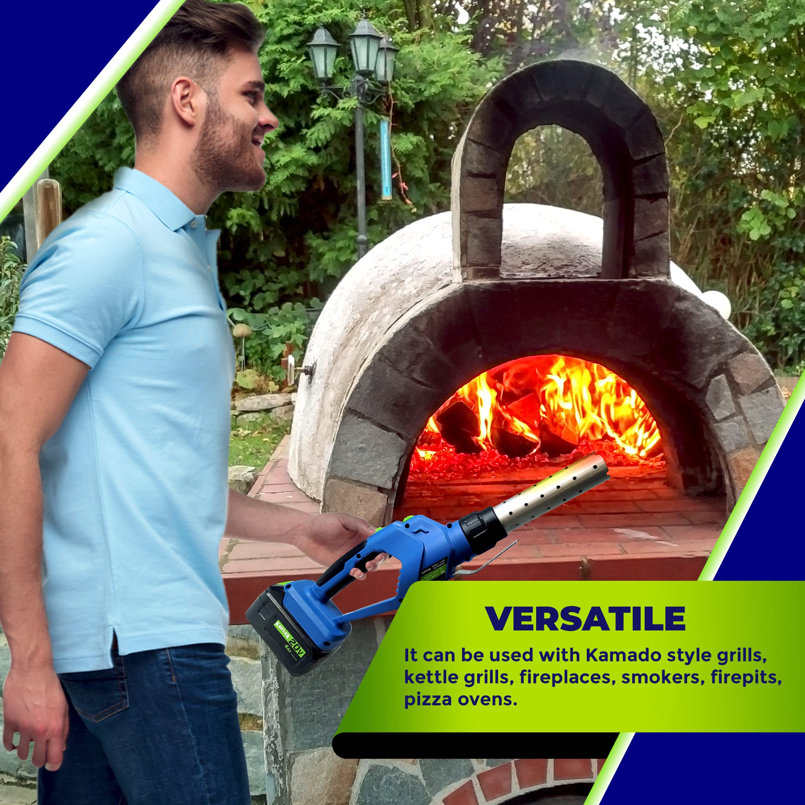 Electric Charcoal Starter & Fire Starter for Grill - Super Fast Lighter with Rapid Heated Air, Battery Included - Perfect for BBQs, Camping, and Outdoor Cooking