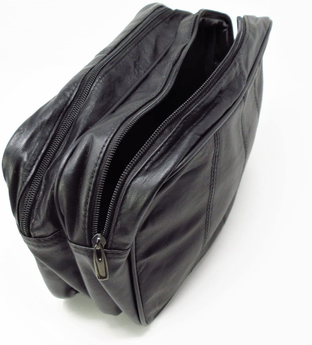 Jumbo Extra Large Genuine Leather Toiletry Bag for Men - Premium Travel Wash Bag & Overnight Organizer (Black) - Perfect for Business Trips, Gym, Camping & Weekend Getaways