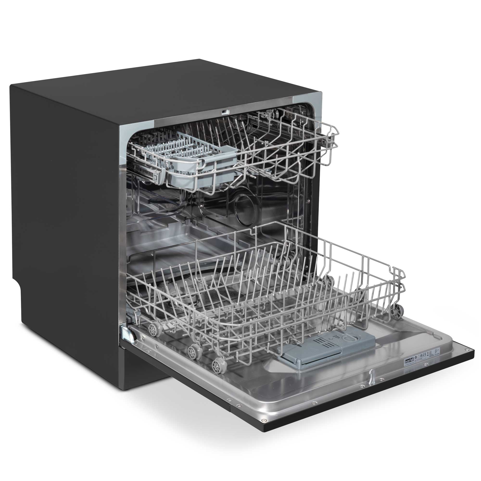 Baridi Compact Tabletop Dishwasher - 8 Place Settings, 6 Wash Programs, Ultra Quiet (42dB), 8L Capacity in Sleek Black (Model DH88) - Perfect for Apartments, RVs & Small Kitchens