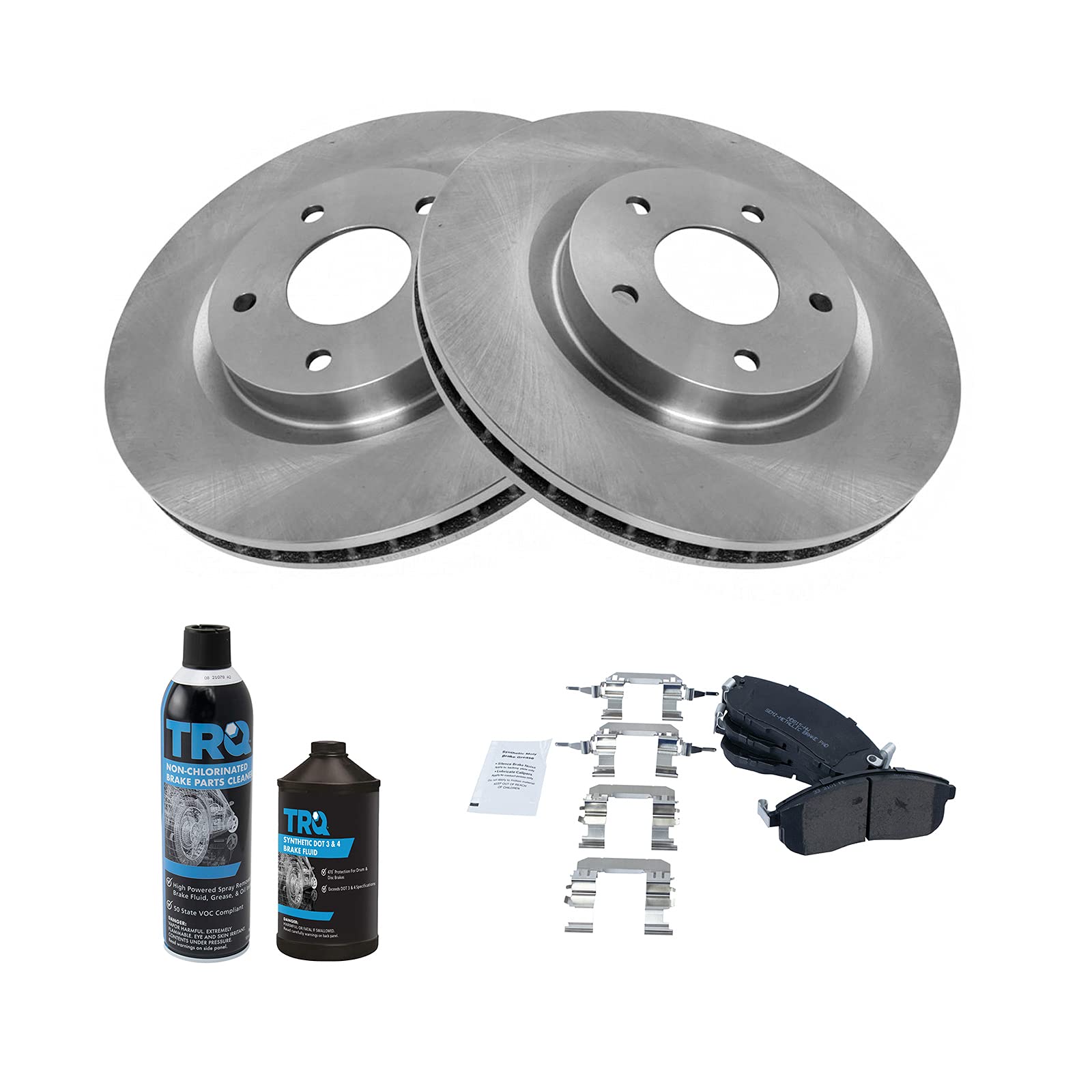 TRQ Front Brake Pad and Rotor Kit - Semi-Metallic Brake Pads & Rotors Compatible with 2007-2012 Nissan Sentra - Perfect for Daily Commuting and City Driving
