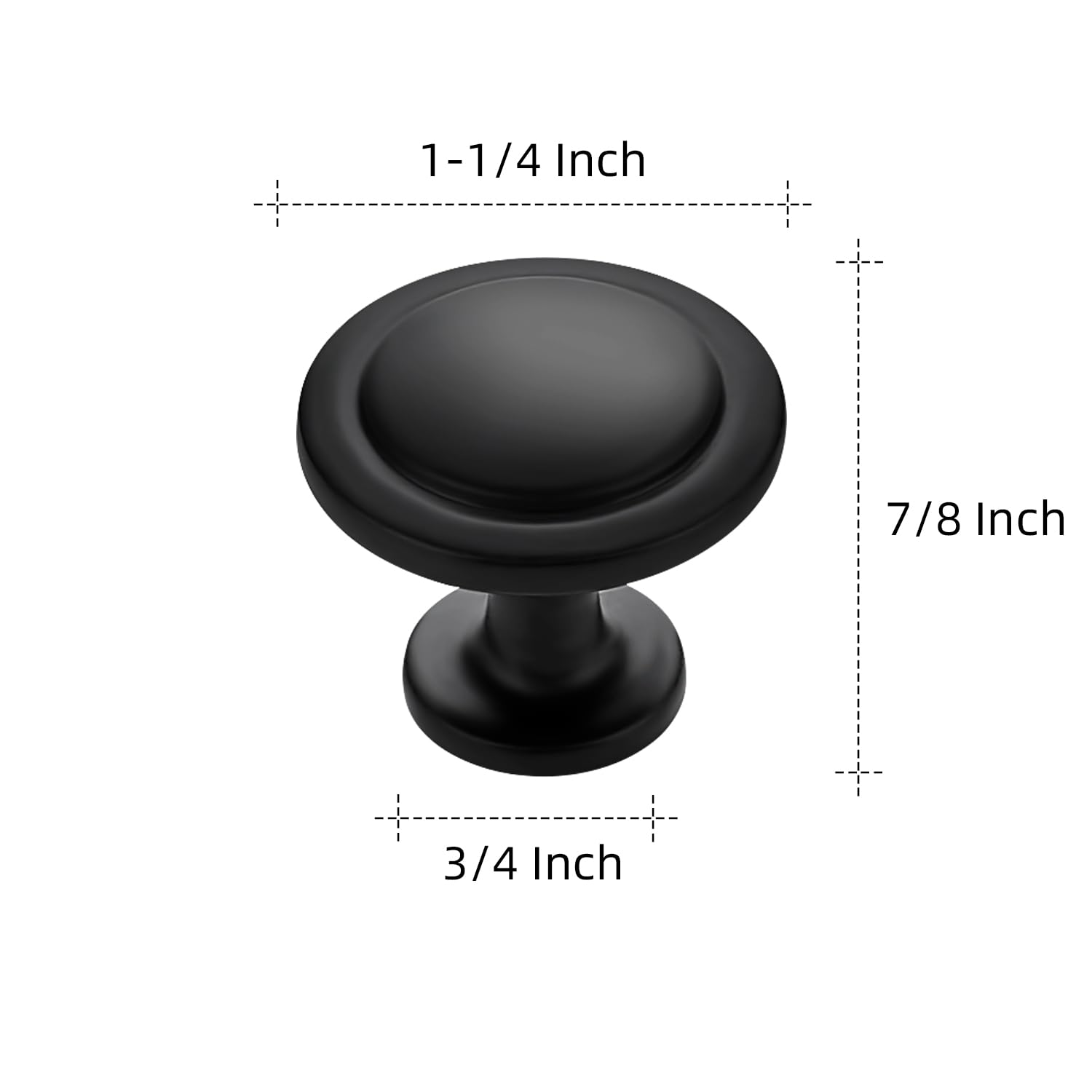 25 Pack 1-1/4 Inch Matte Black Zinc Cabinet Knobs - Kitchen Drawer Pulls & Dresser Handles for Bedroom, Bathroom & Office Furniture (Durable & Stylish Hardware)
