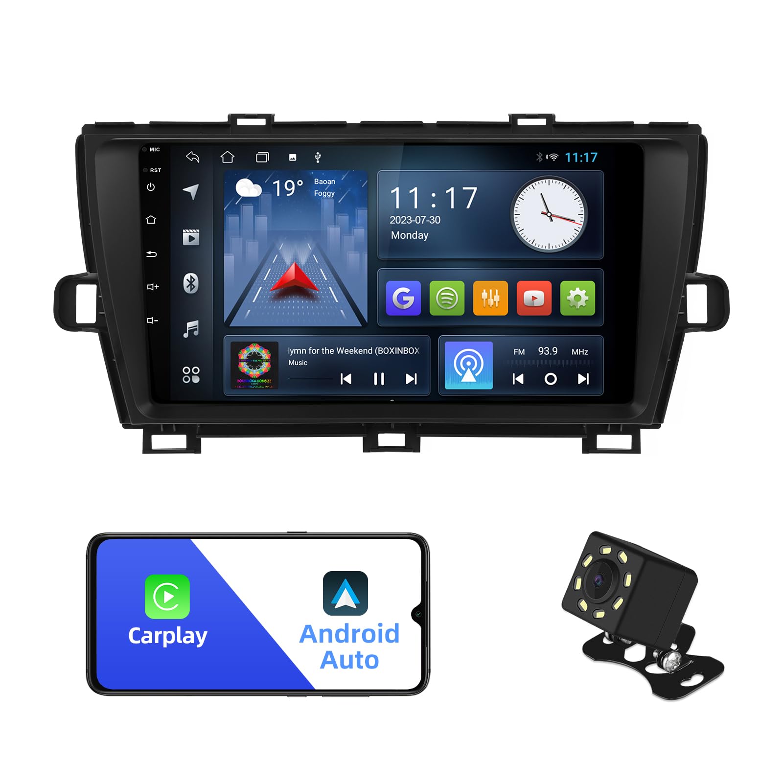2+32GB Android 10 Double Din Car Stereo for Toyota Prius 2010-2015 | 9 Inch Touchscreen Radio with Wireless CarPlay/Android Auto | Built-in GPS, Bluetooth, FM | Steering Wheel Control & Backup Camera | Perfect for Commuting, Road Trips & Hands-Free Driving