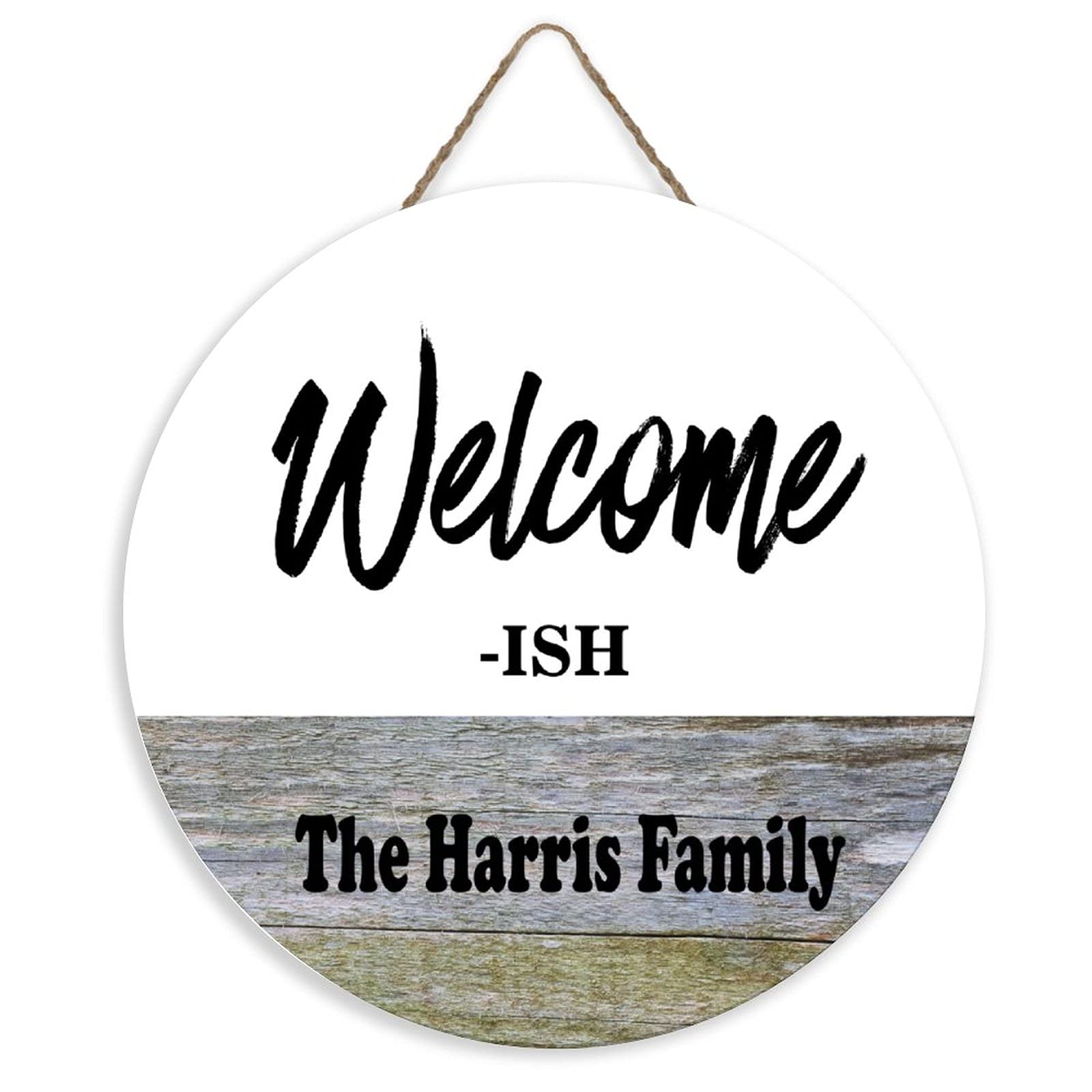 Custom Personalized Family Name Welcome Sign - Handmade Rustic Farmhouse Front Door Decor for Indoor & Outdoor - 12 x 12 Inch Housewarming Gift for New Home, Porch, Entryway Decor