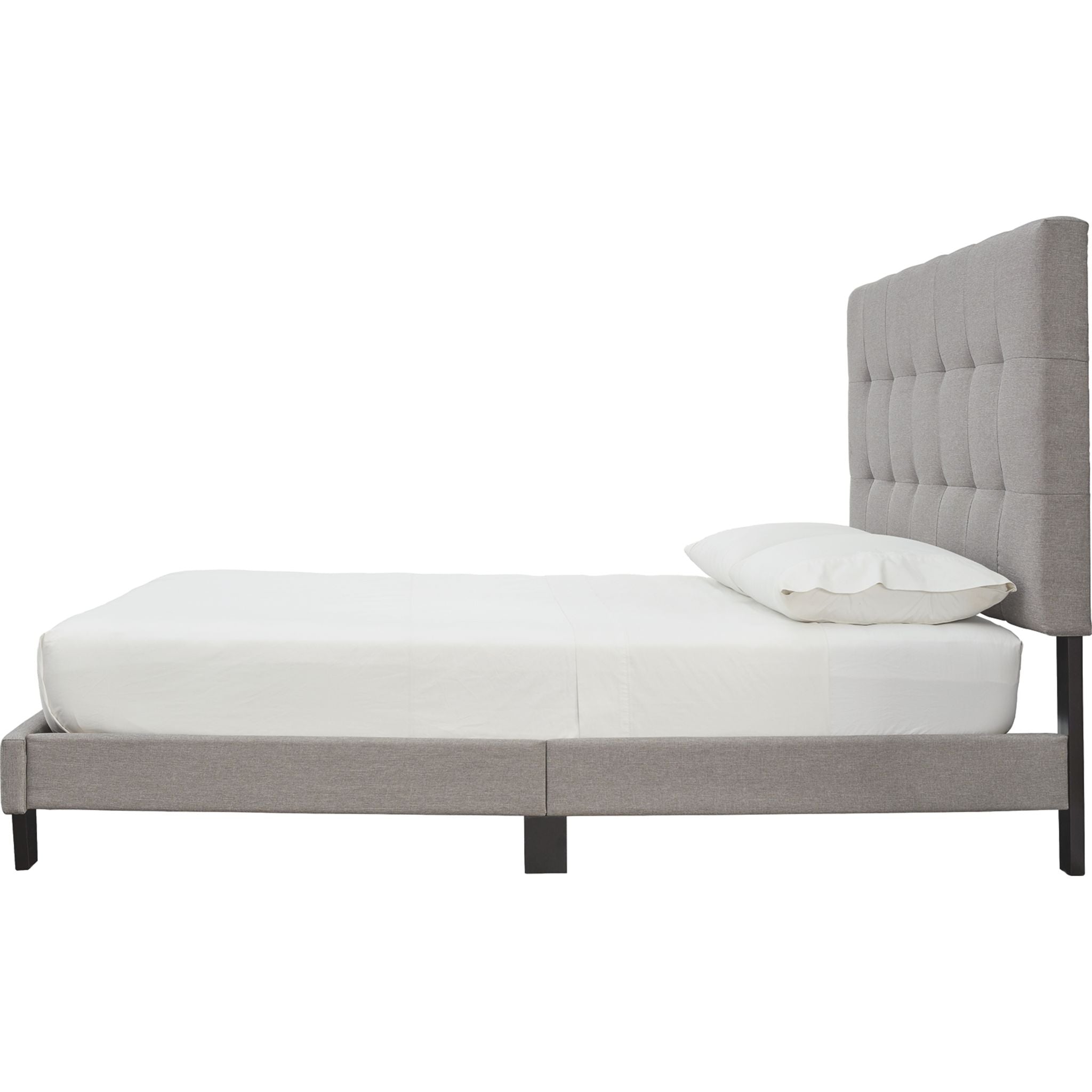 Adelloni Queen Size Bed Frame with Headboard - Modern Gray Upholstered Platform Bed for Bedroom, Living Room, or Guest Room