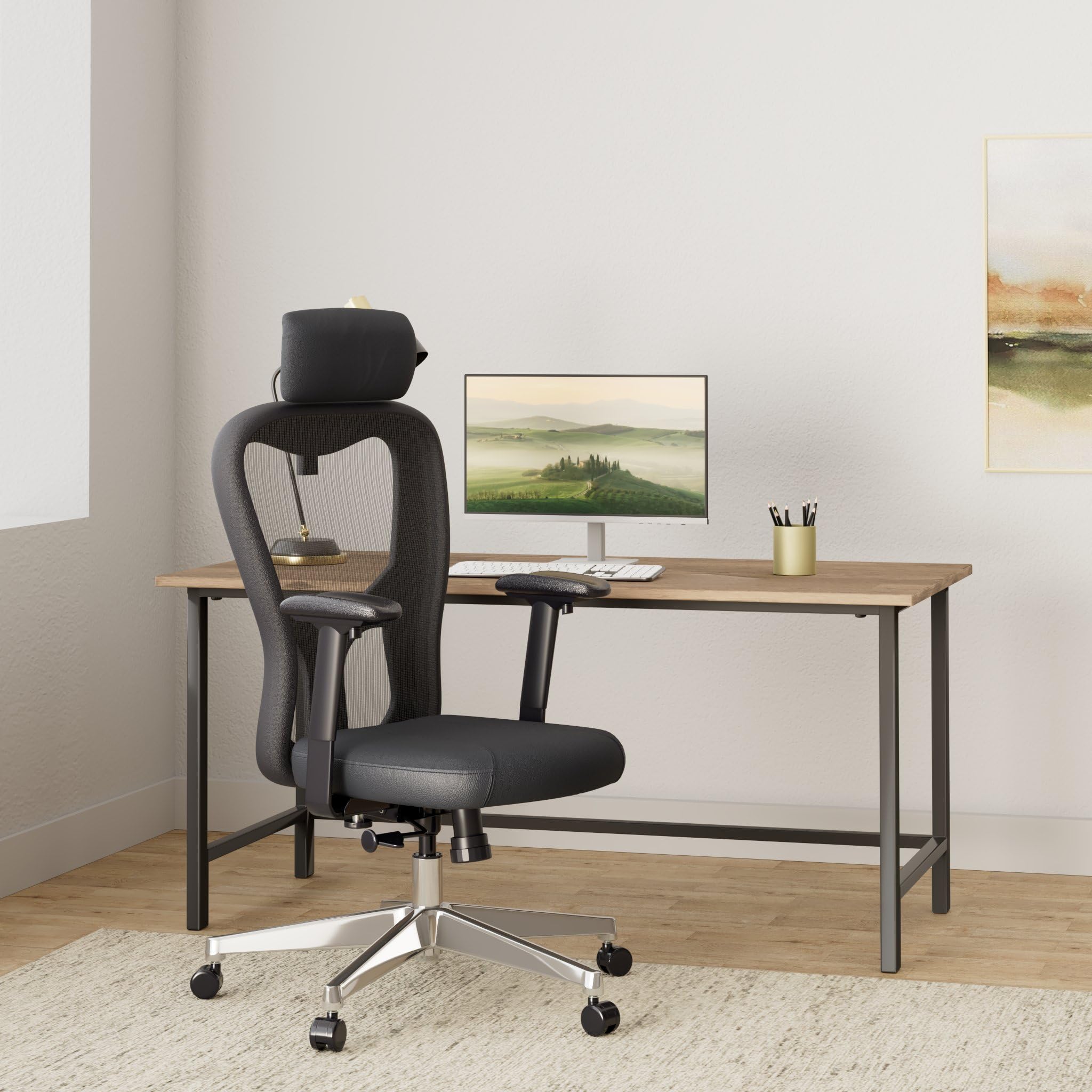 Lorell High Back Executive Chair - Ergonomic Office Chair with Adjustable Height & Lumbar Support - Perfect for Home Office, Conference Rooms & Corporate Workspaces