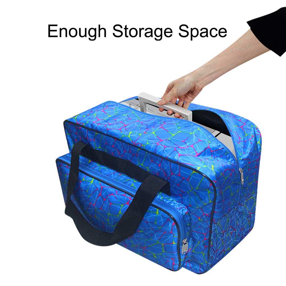 TLBTEK Universal Blue Canvas Sewing Machine Carrying Case - Padded Portable Tote Bag with Storage Pockets & Dust Cover | Perfect for Home, Studio & Travel Sewing Projects