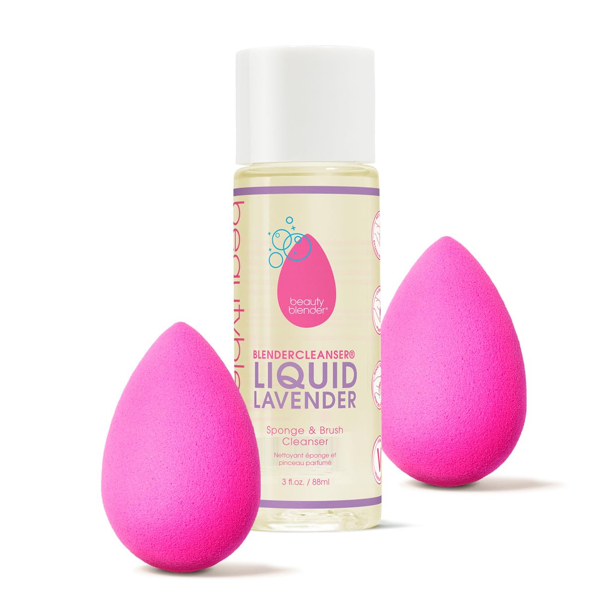 Beautyblender Back 2 Basics 3-Piece Makeup Sponge Set - 2 Original Beauty Blenders & Lavender Blendercleanser (3 oz) | Vegan, Cruelty-Free, Made in USA | Perfect for Flawless Foundation Application & Brush Cleaning