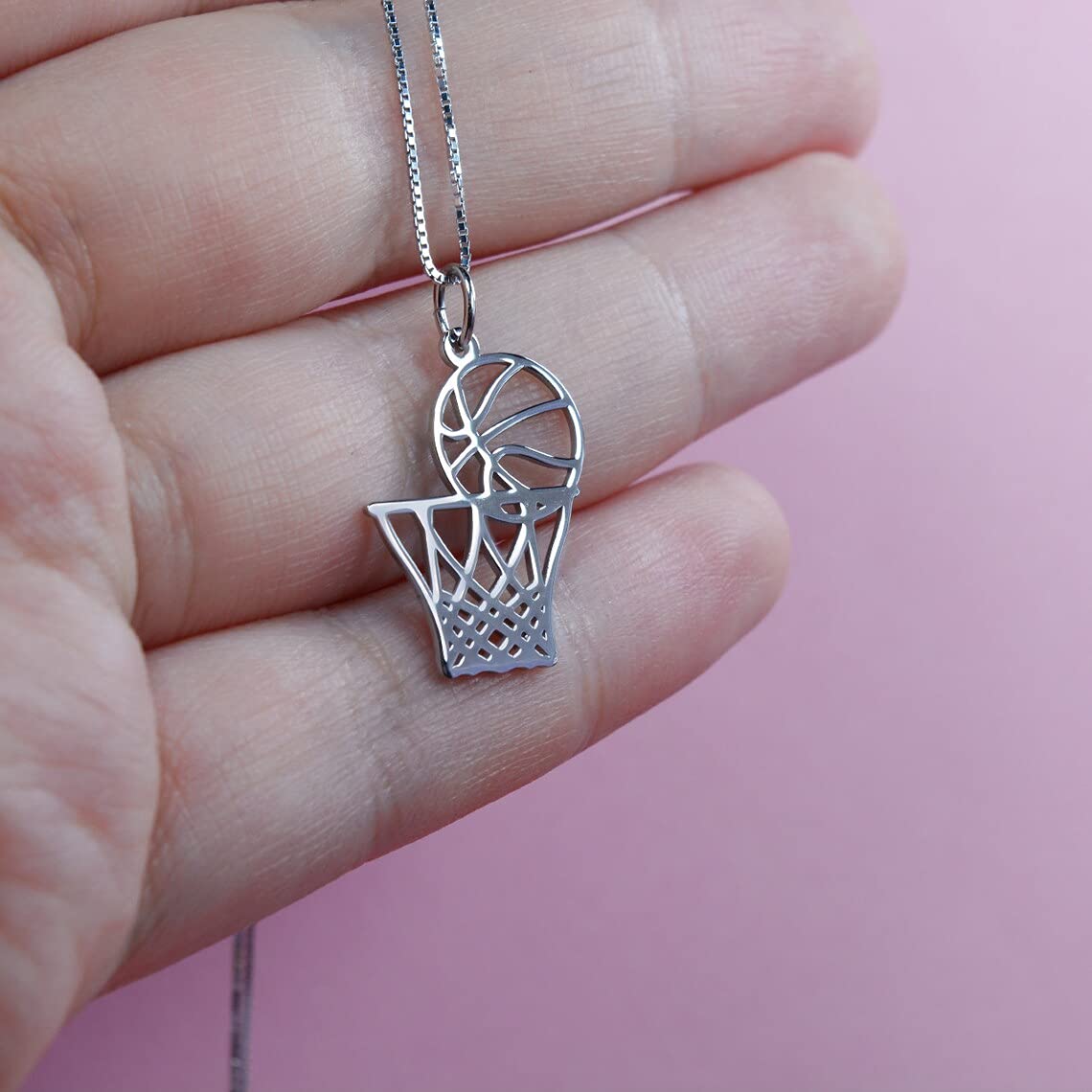Basketball Jewelry Gift for Women & Men - 925 Silver Pendant Necklace for Athletes & Coaches - Perfect for Birthdays & Sports Fans