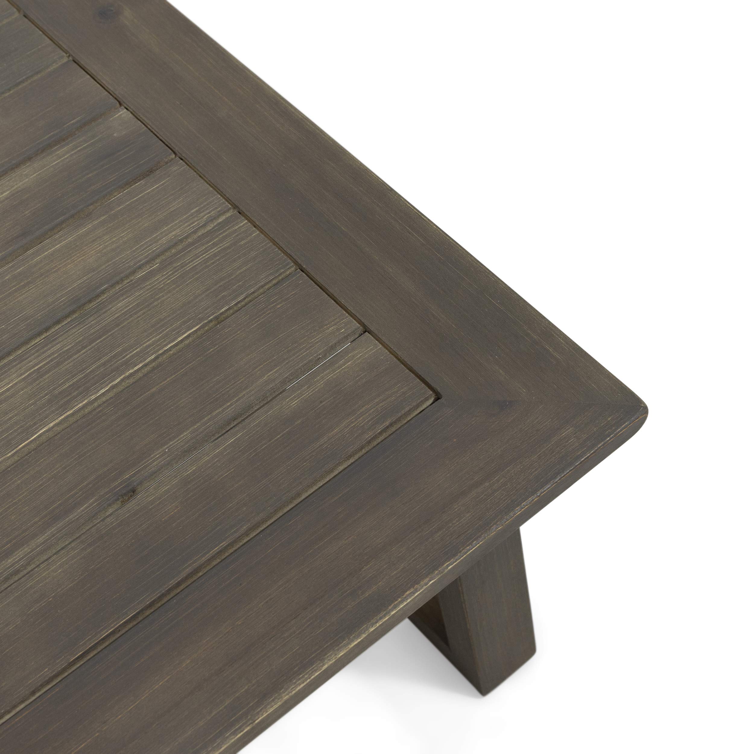 Premium Acacia Wood Outdoor Chat Set with Coffee Table - Gray & Light Gray Finish - Patio, Garden, Backyard Furniture for Relaxing & Entertaining