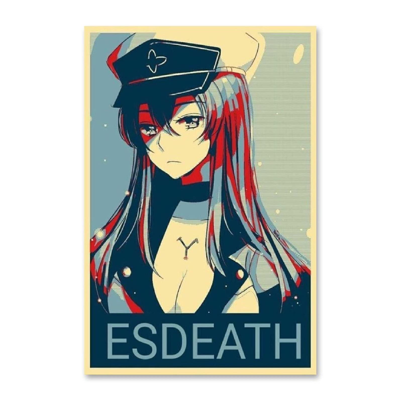Anime Akame Ga Kill Esdeath Cool Poster - 16x24 Inch (40x60cm) Canvas Wall Art for Living Room & Bedroom Decor - Perfect Gift for Anime Fans & Home Decoration