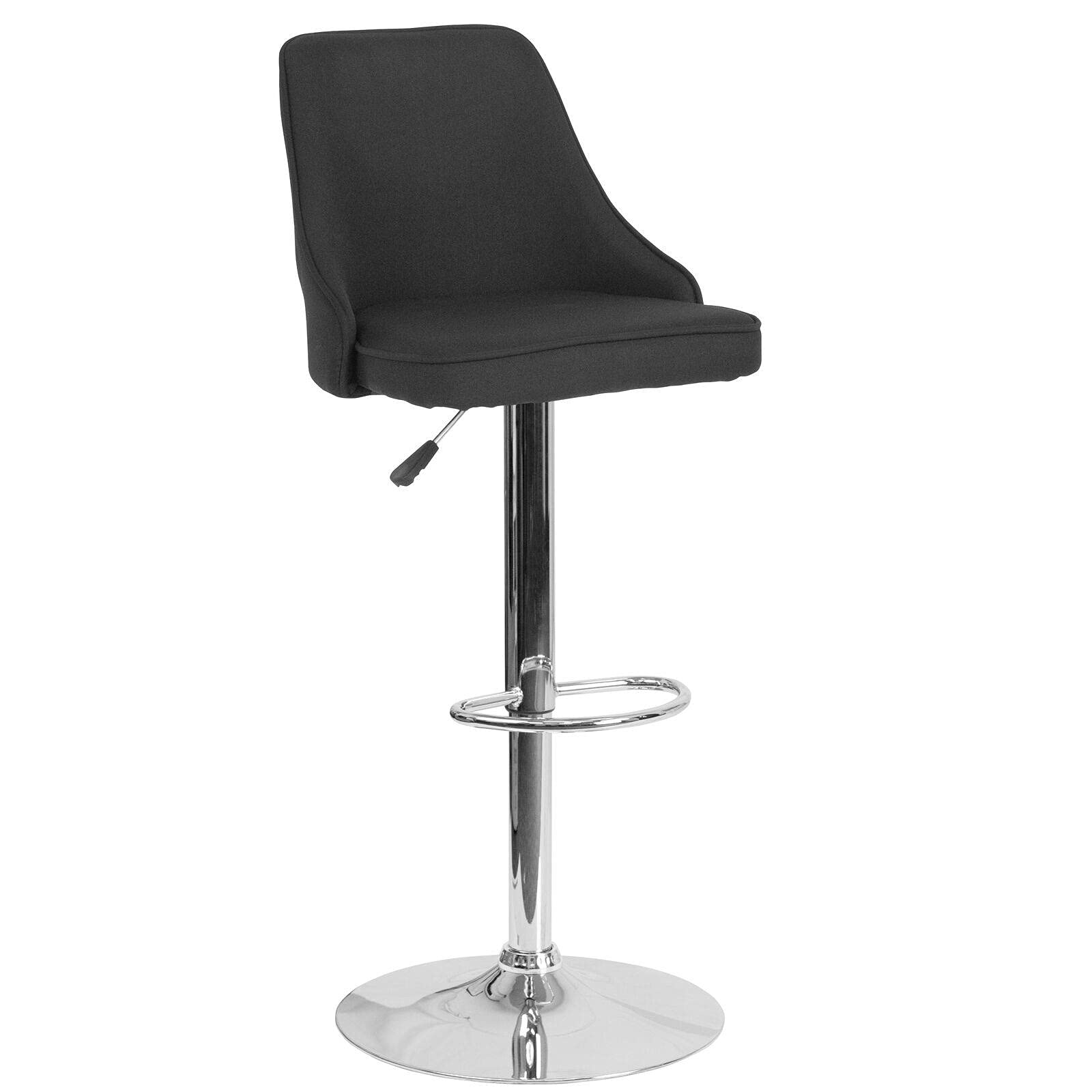 Modern Adjustable Height Barstool - Black Fabric Swivel Bar Stool for Kitchen Island, Counter & Home Decor | Comfortable Counter Height Stool for Dining, Entertaining & Breakfast Nook