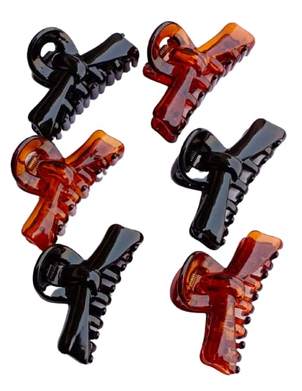 9SR SELECTION Korean Transparent Lightweight Hair Claw Clips for Women & Girls - Black & Brown (4-Pack) | Perfect for School, Work, Gym & Everyday Hairstyles