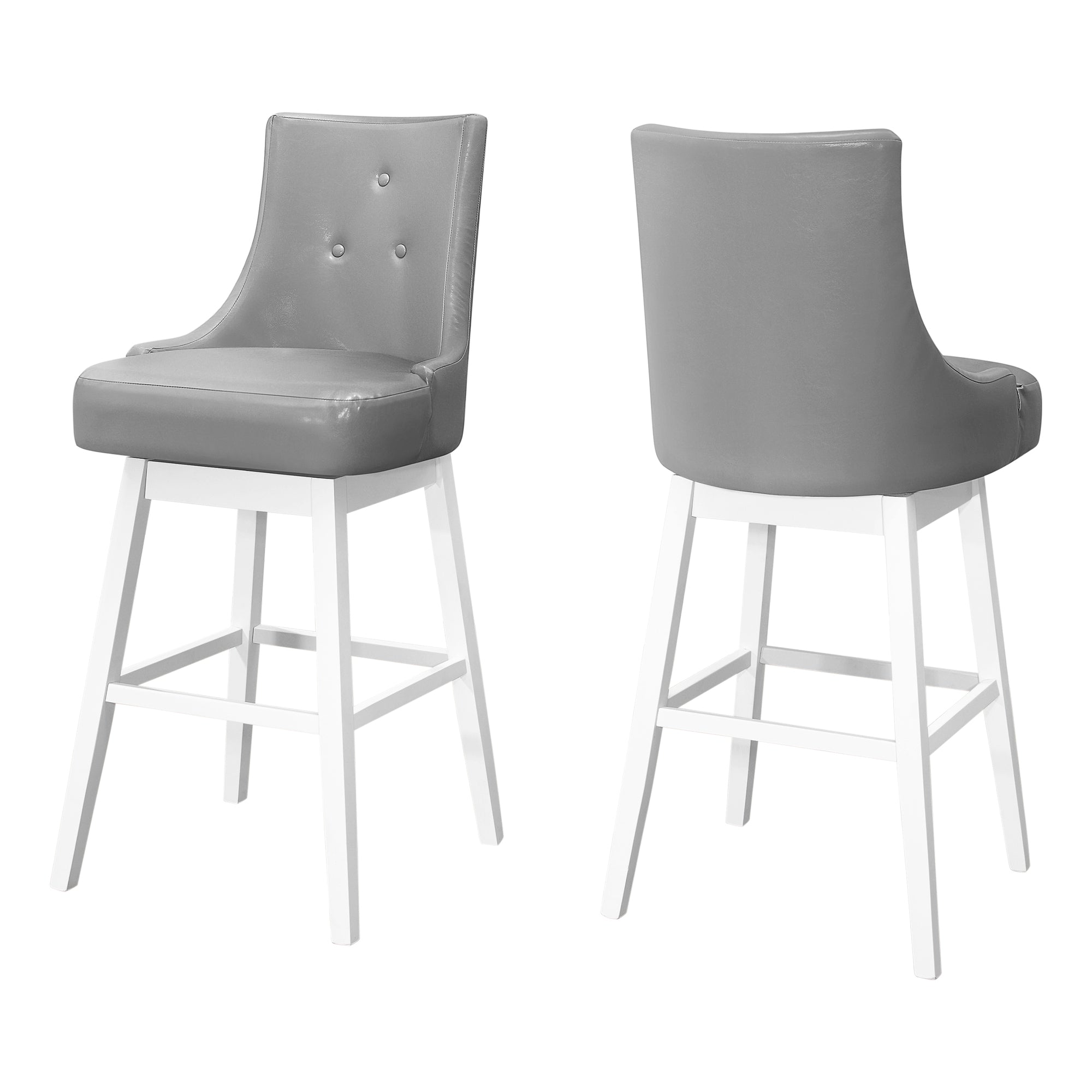 2-Pack Grey Leather-Look Swivel Bar Stools 46