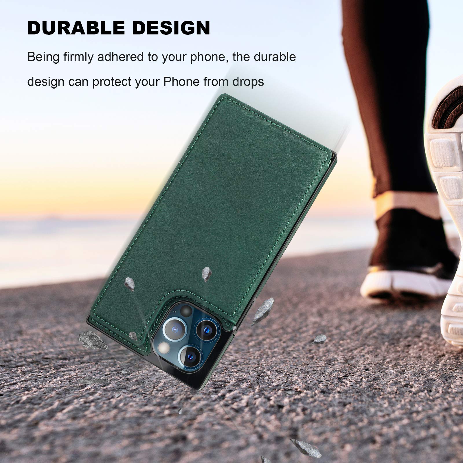Premium Soft PU Leather Wallet Case for iPhone 12/12 Pro - 6.1 Inch with Credit Card Holder, Kickstand & Magnetic Closure | Shockproof Protective Cover | Perfect for Work, Travel & Everyday Use (Green)