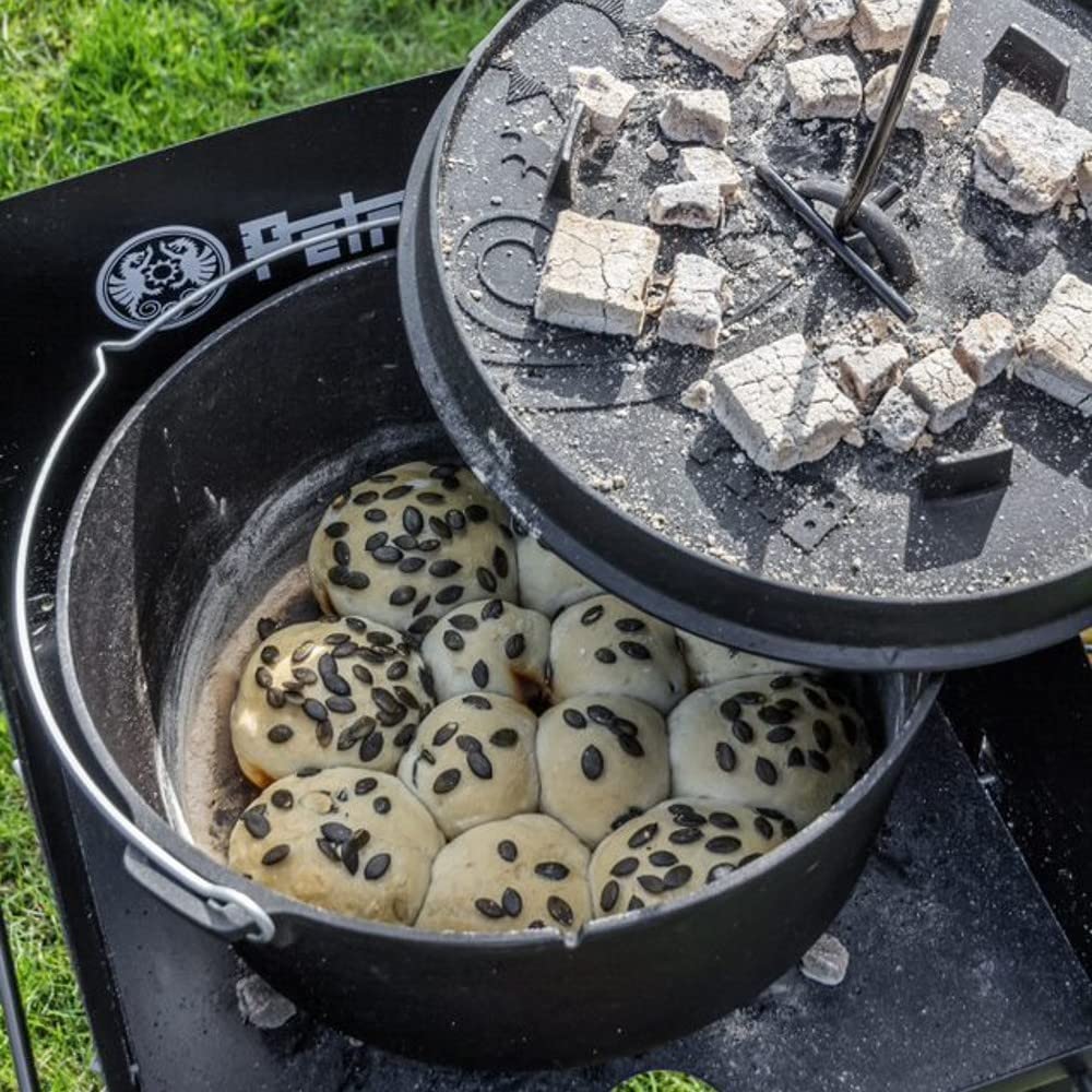 Petromax Pre-Seasoned Cast Iron Dutch Oven for Outdoor Campfire Cooking & Home Kitchen Baking - Even Heat Distribution with 3 Legs - Perfect for Camping, Backpacking, and Homemade Bread Baking