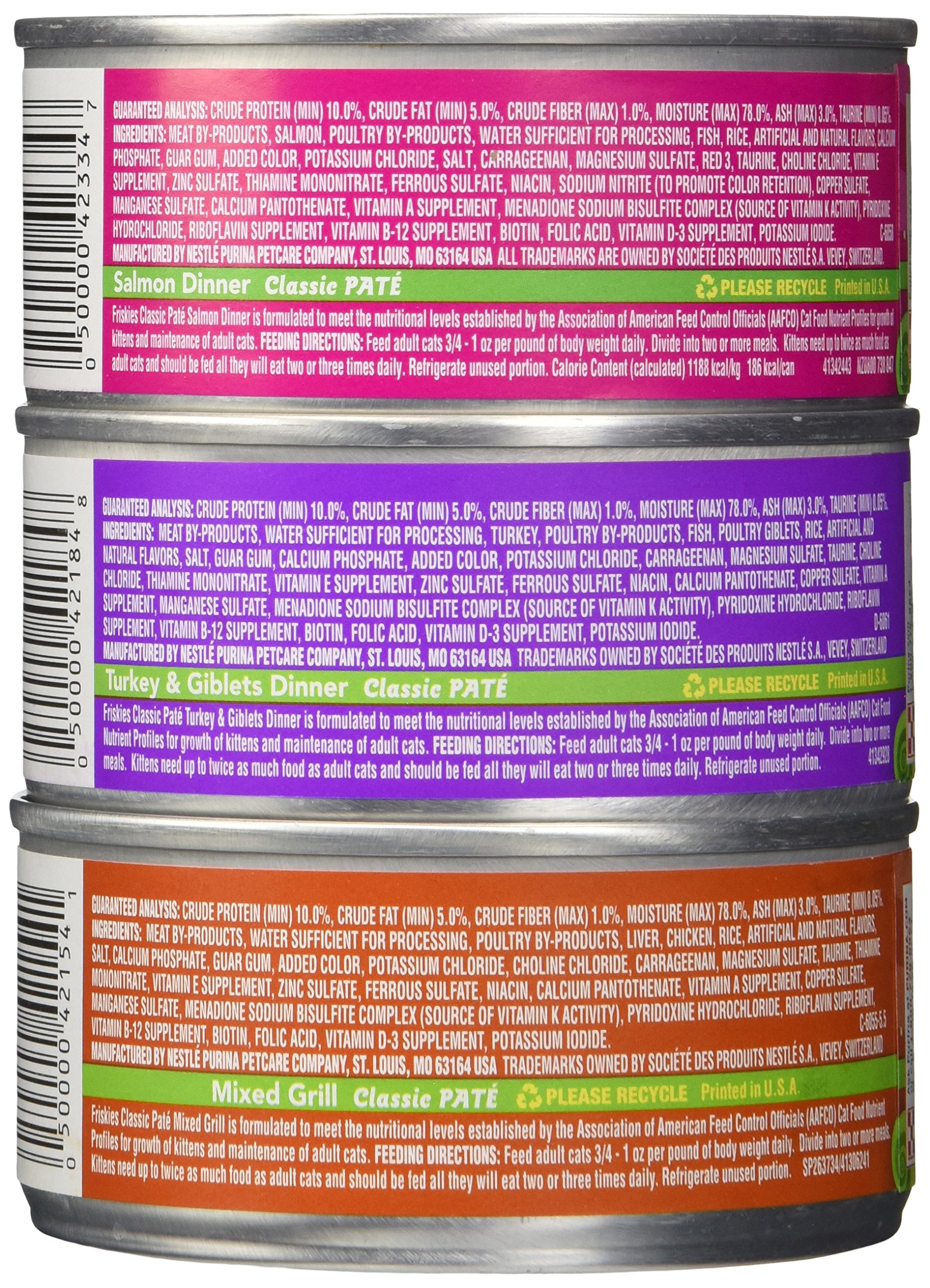 Friskies Wet Cat Food Pate Variety Pack - 12 Cans (5.5 Oz Each) with 3 Delicious Flavors for Adult Cats | Perfect for Mealtime, Travel & Emergency Pet Food Supply