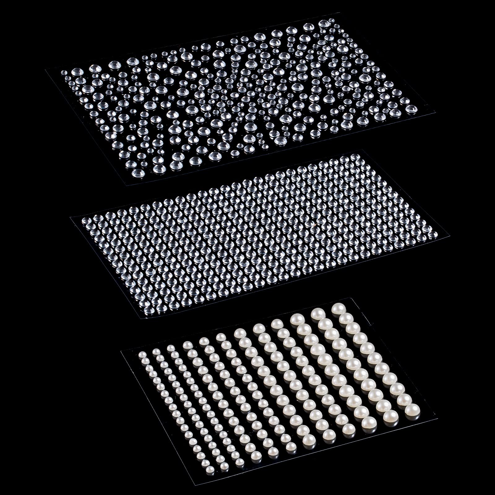 SAVITA 2595pcs Flat Back Rhinestone & Pearl Stickers for DIY Crafts, Makeup, Nail Art, Carnival Decorations (3/4/5/6mm) - Perfect for Costume Jewelry, Scrapbooking, Phone Cases, and Party Decor