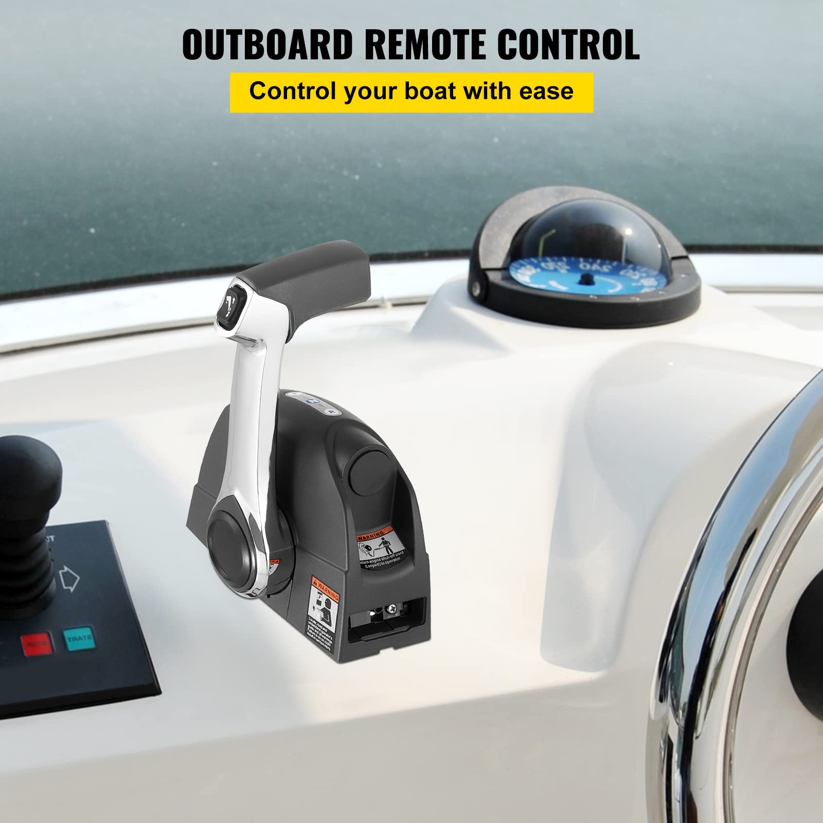 Vevor Boat Throttle Control 5006180 - Side Mount Outboard Remote Control Single Lever Binnacle with Key Switch & Lanyard for Evinrude Johnson Motors - Perfect for Marine Boating, Fishing & Water Sports