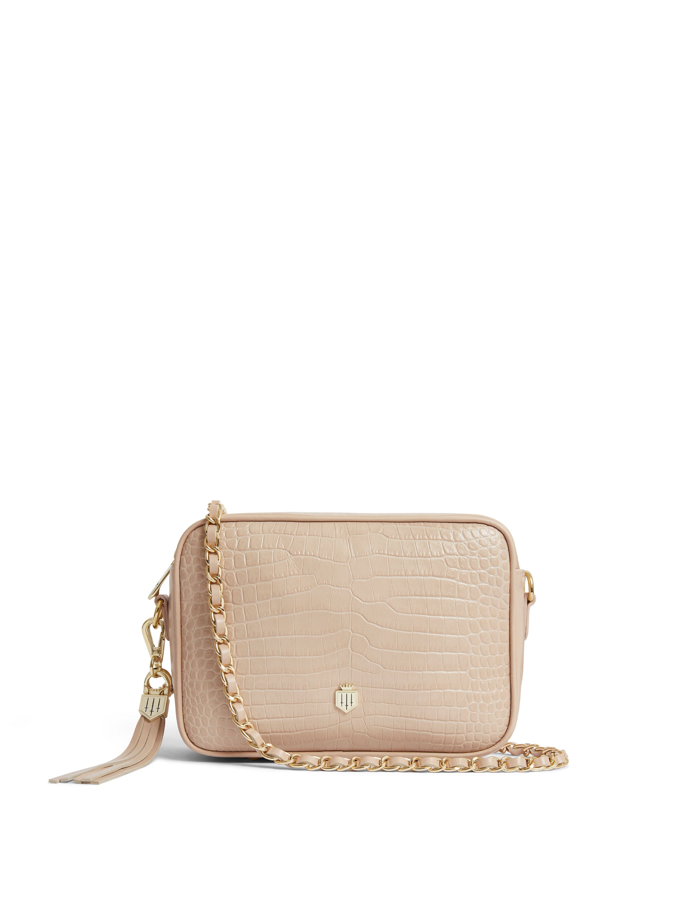 Finsbury Blush Croc Handbag - Stylish Women's Crossbody Bag for Everyday Use | Perfect for Work, Shopping & Travel