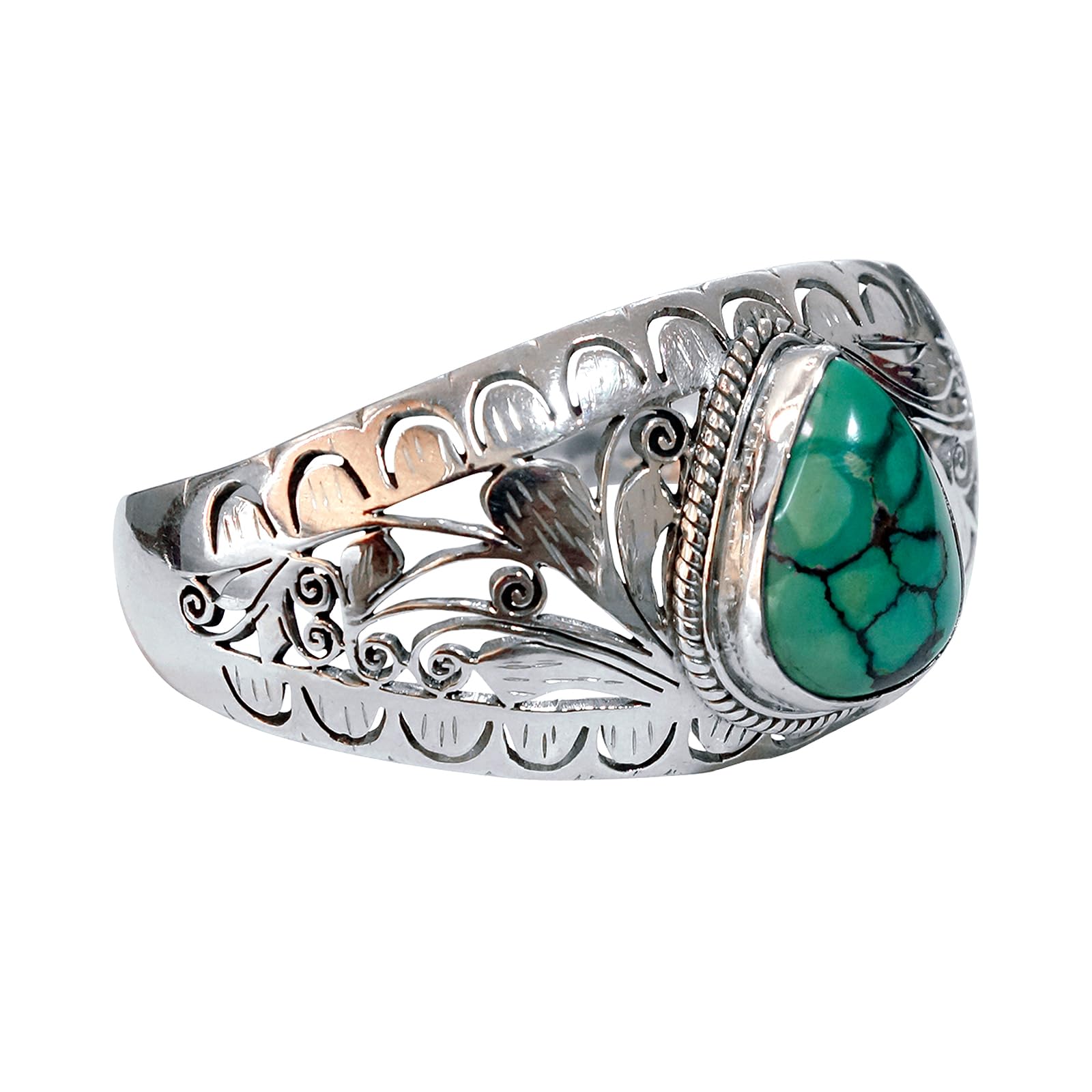 Handmade Adjustable Turquoise Gemstone Cuff Bracelet for Men & Women - 925 Sterling Silver Fashion Jewelry - Perfect Gift for Parties, Anniversaries & Everyday Wear