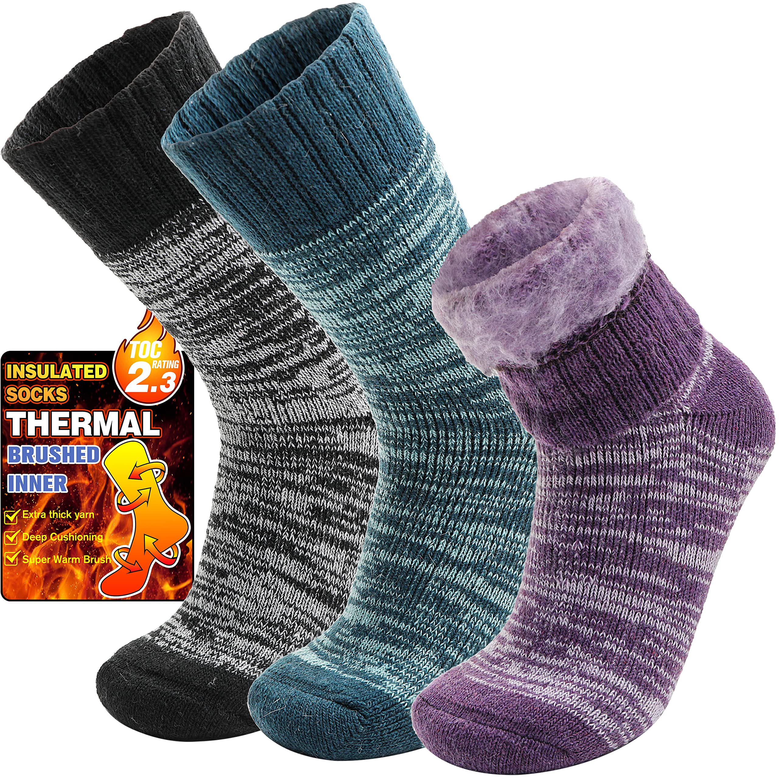 Extra Warm Thermal Socks for Women - Winter Ski Thick Boot Insulated Socks for Cold Weather - Perfect for Skiing, Snowboarding & Outdoor Winter Activities
