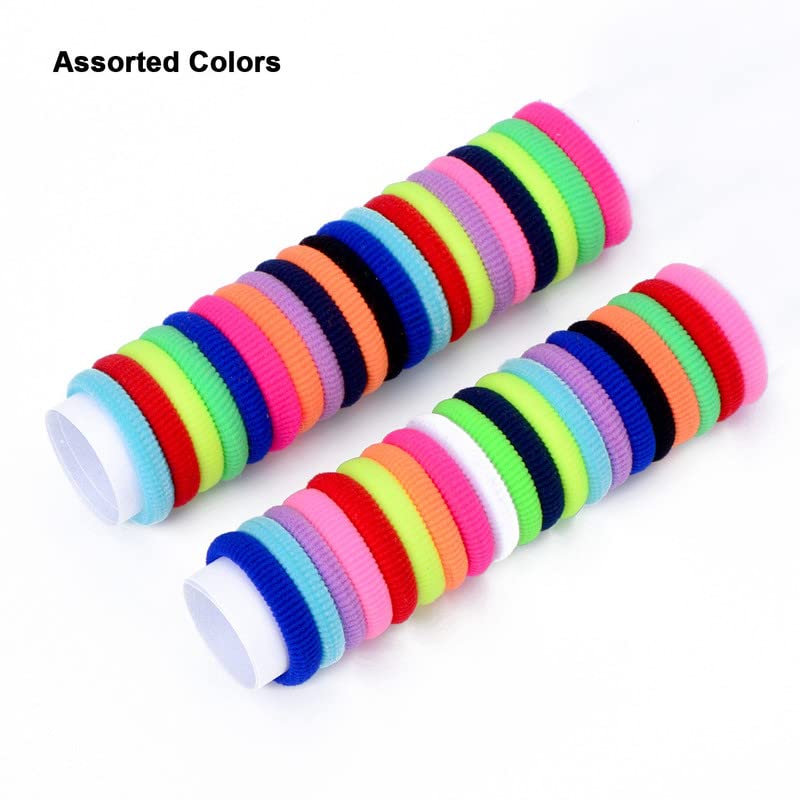 PABULUM 100-Piece Mini Elastic Hair Ties - Soft Tiny Rubber Bands for Girls, Baby & Kids - Colorful Ponytail Holders for School, Sports & Daily Hairstyles