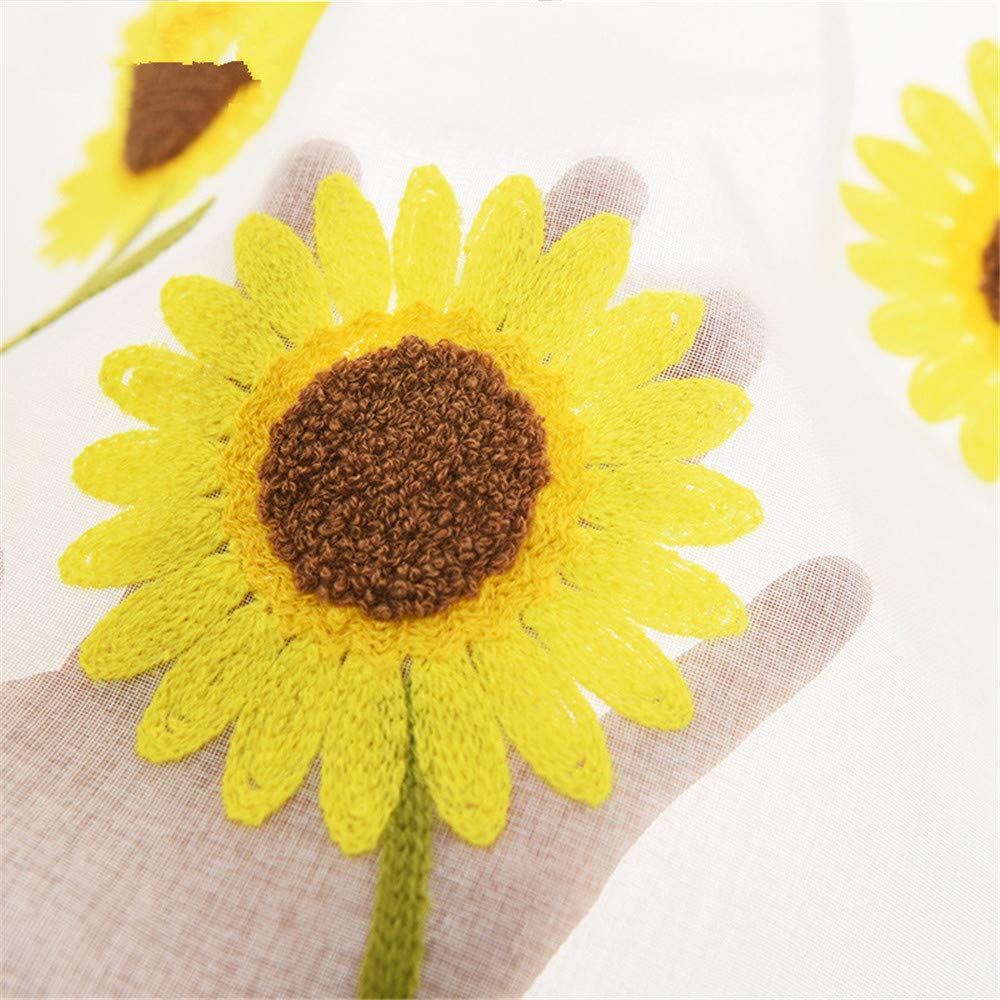 Sunflower Embroidered Voile Sheer Valance Curtain - 39