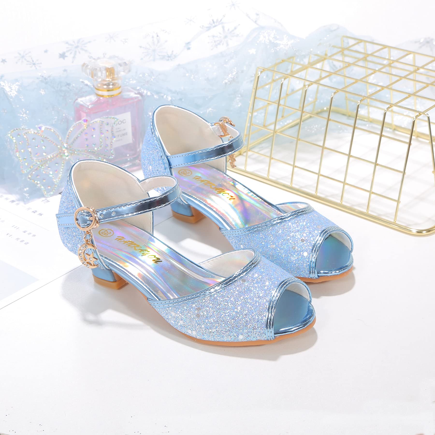 Sparkly Girls Mary Jane Shoes for Weddings & Parties - Princess Flower Strap Dress Shoes for Special Occasions | Perfect for Flower Girls, Pageants & Formal Events