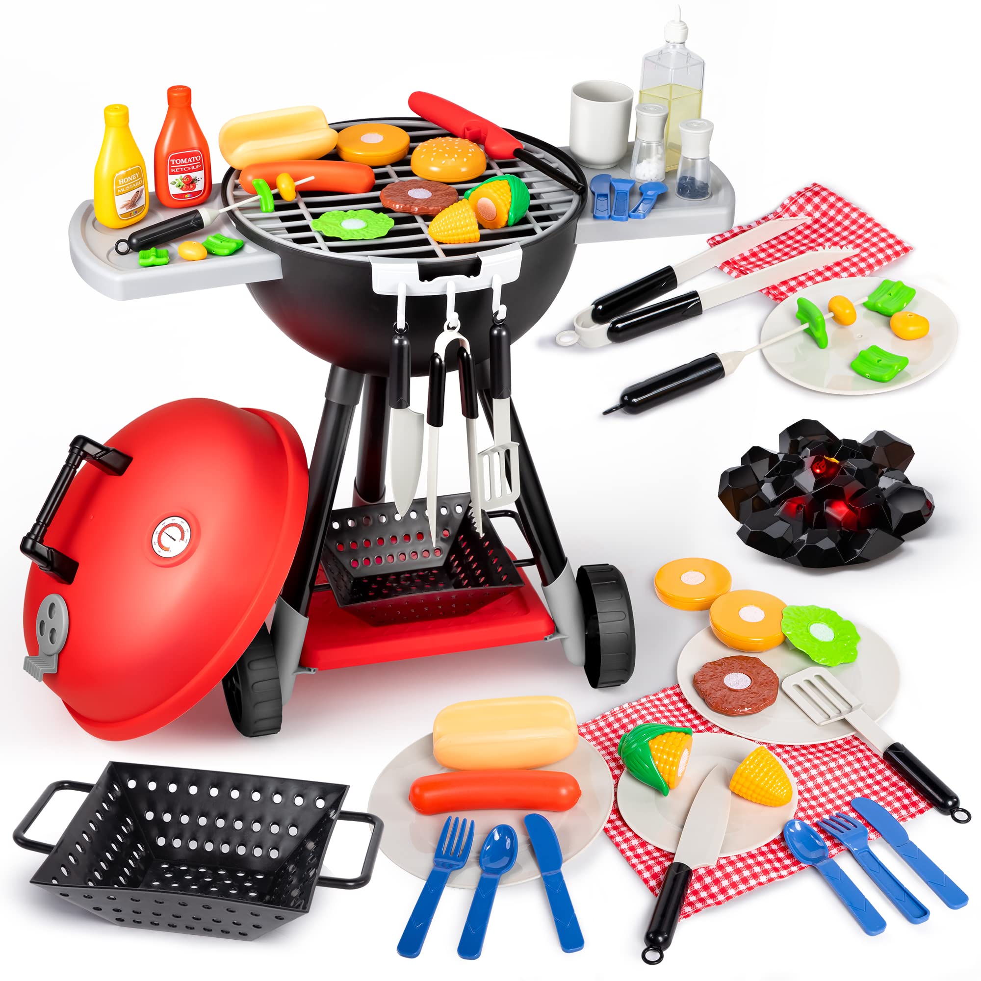 JOYIN 61-Piece Kids Cooking Toy Set - Interactive Play Kitchen & BBQ Grill Playset for Little Chefs - Pretend Play, Role-Playing Educational Toys for Toddlers & Children (Perfect for Birthday Gifts & Indoor/Outdoor Playtime)