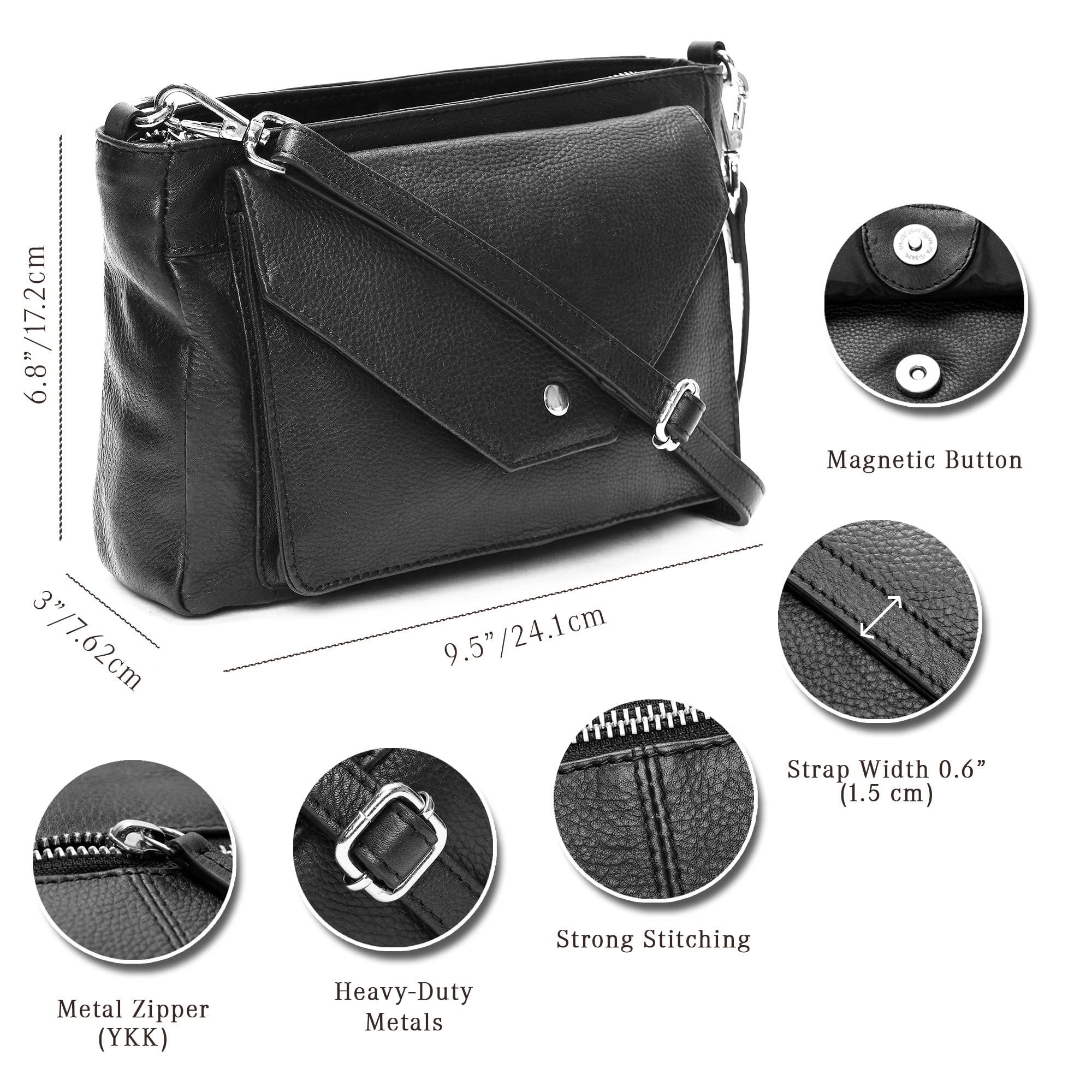 LUXEORIA Women's Leather Crossbody Bag - Small Travel Purse with Card Pockets | Perfect for Daily Use & Travel