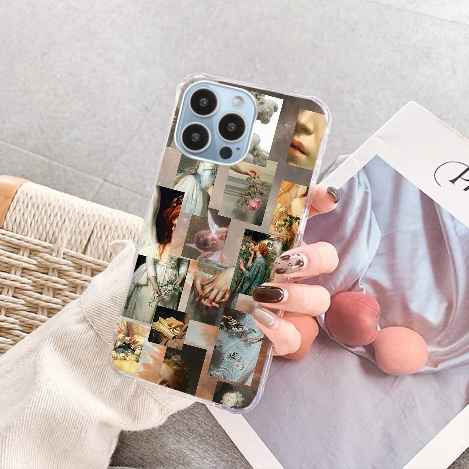 **Aesthetic Renaissance Art Phone Case for iPhone 13 Pro Max - Cute Angels Collage Design, Trendy TPU Bumper Cover for Girls, Boys & Men | Perfect Gift for Art Lovers & Fashion Enthusiasts**