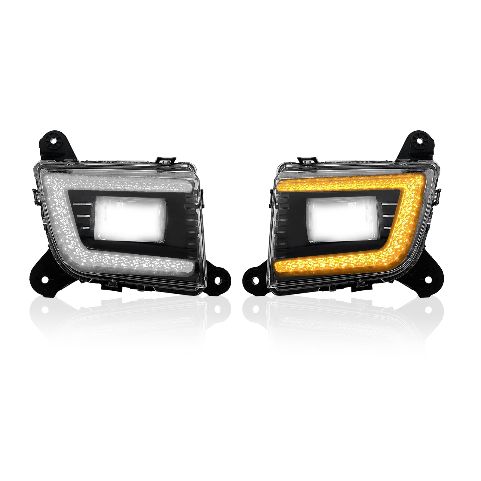 LED & DRL Fog Lights Compatible with 2019-2022 Chevy Silverado 1500 - Pair of Fog Lamps with Turn Signal, Switch & Wiring Kit (Clear Lens) - Upgrade Your Truck Lighting for Night Driving & Off-Road Adventures