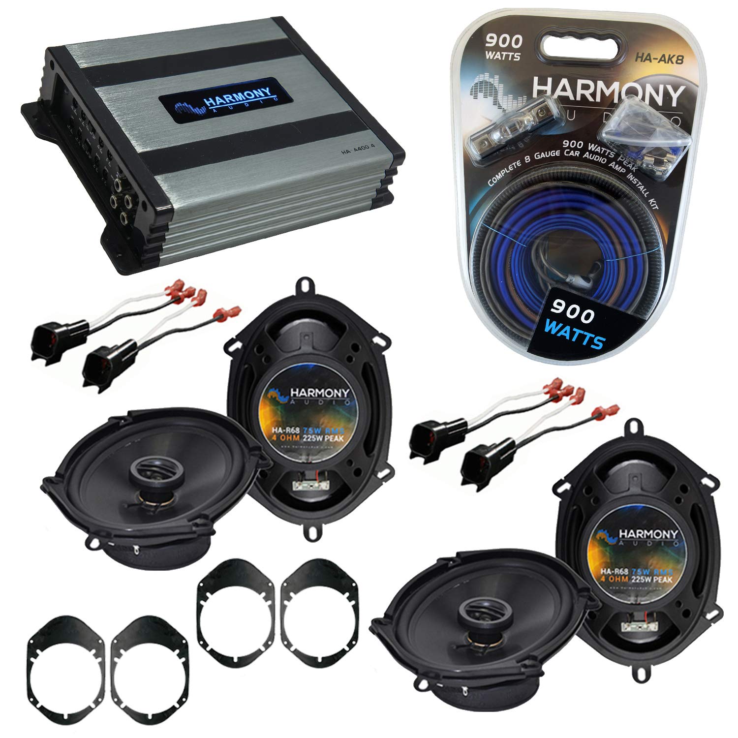 2008-2011 Mazda Tribute OEM Replacement Speakers Bundle (2) R68 & HA-A400.4 Amplifier - Premium Car Audio Upgrade for Enhanced Sound Quality - Perfect for Road Trips, Commuting & Music Lovers