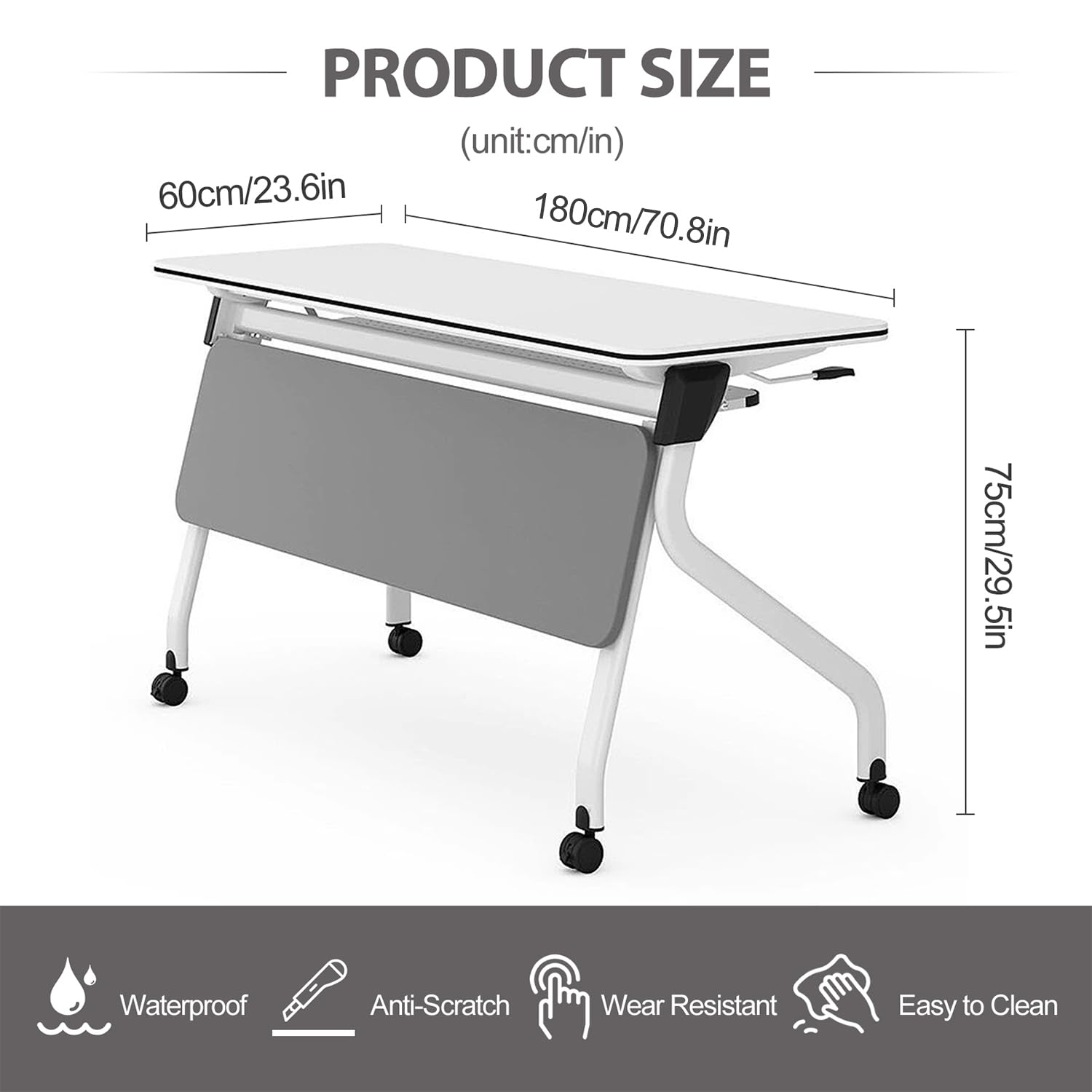 4-Pack Modern Folding Conference Tables with Lockable Wheels - Mobile Foldable Meeting Tables for Office, Classroom & Home Use - Perfect for Conference Rooms, Seminars & Media Centers