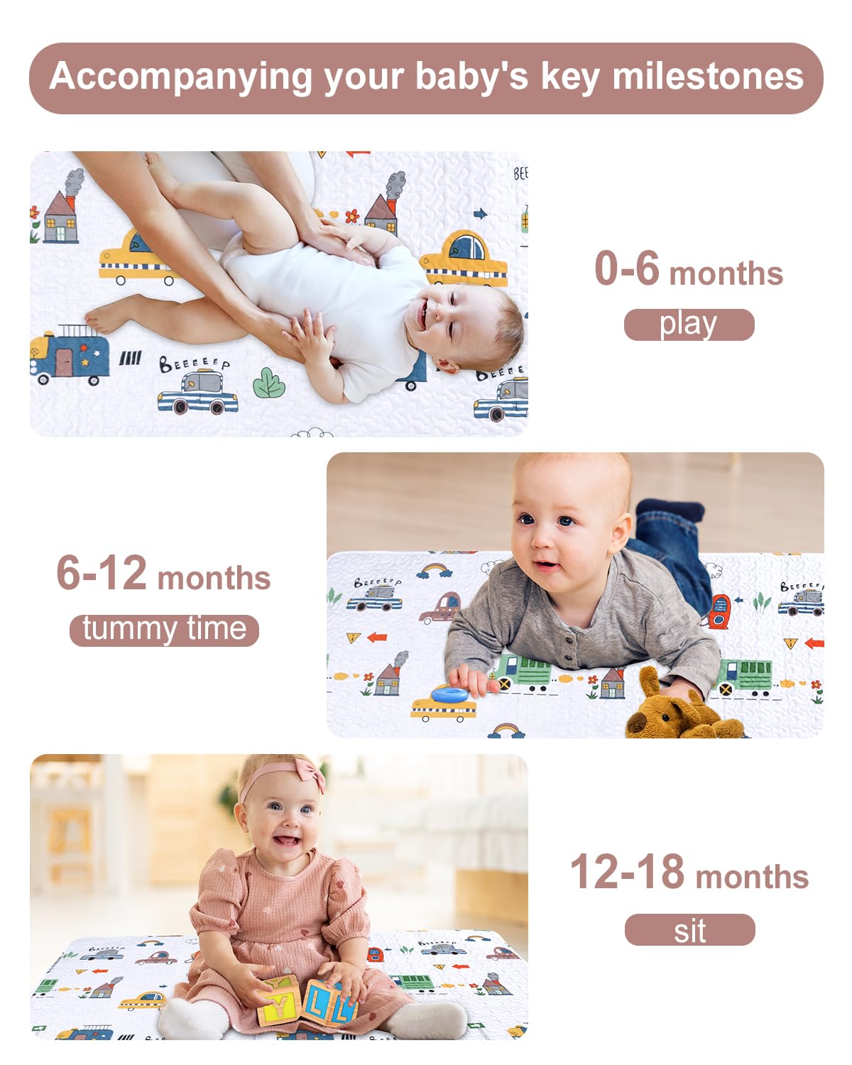 **Washable & Foldable Baby Play Mat 63x43